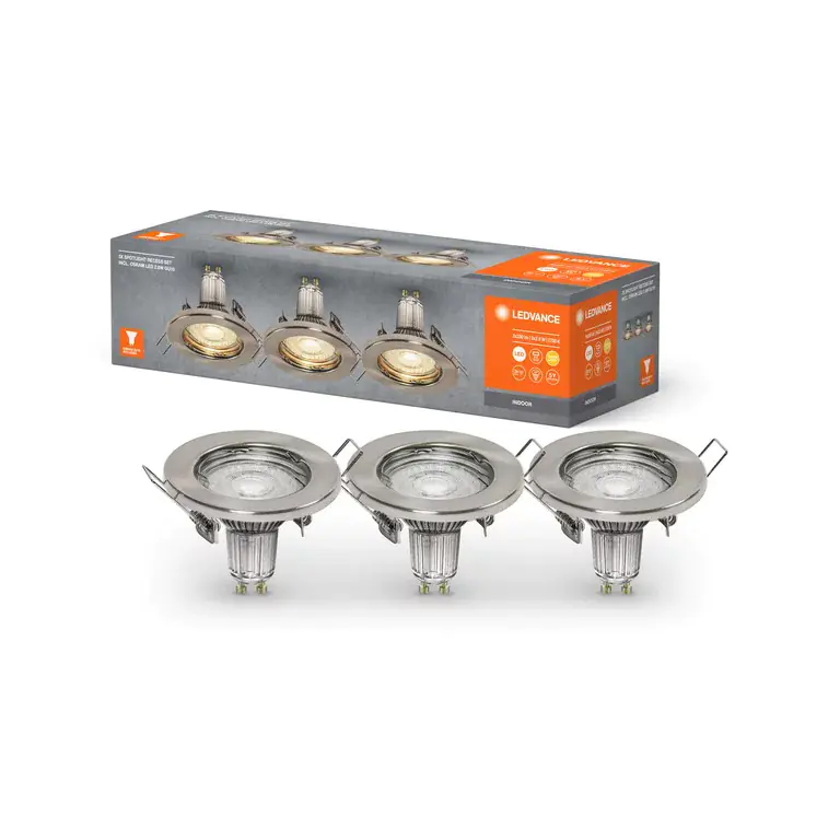 Ledvance LED Einbauleuchte 3-er Set GU10 nickel gebürstet rund