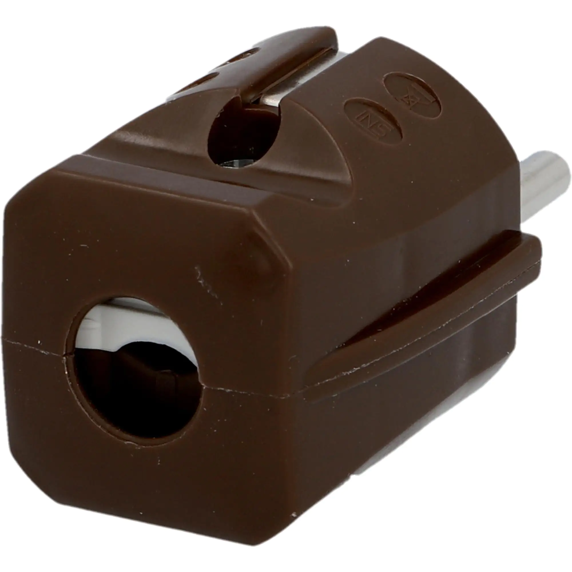 Schutzkontakt-Stecker ohne Knickschutz braun