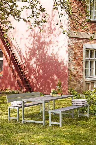 Plus Plankenbank 176 x 38 x 81 cm graubraun mit Rückenlehne