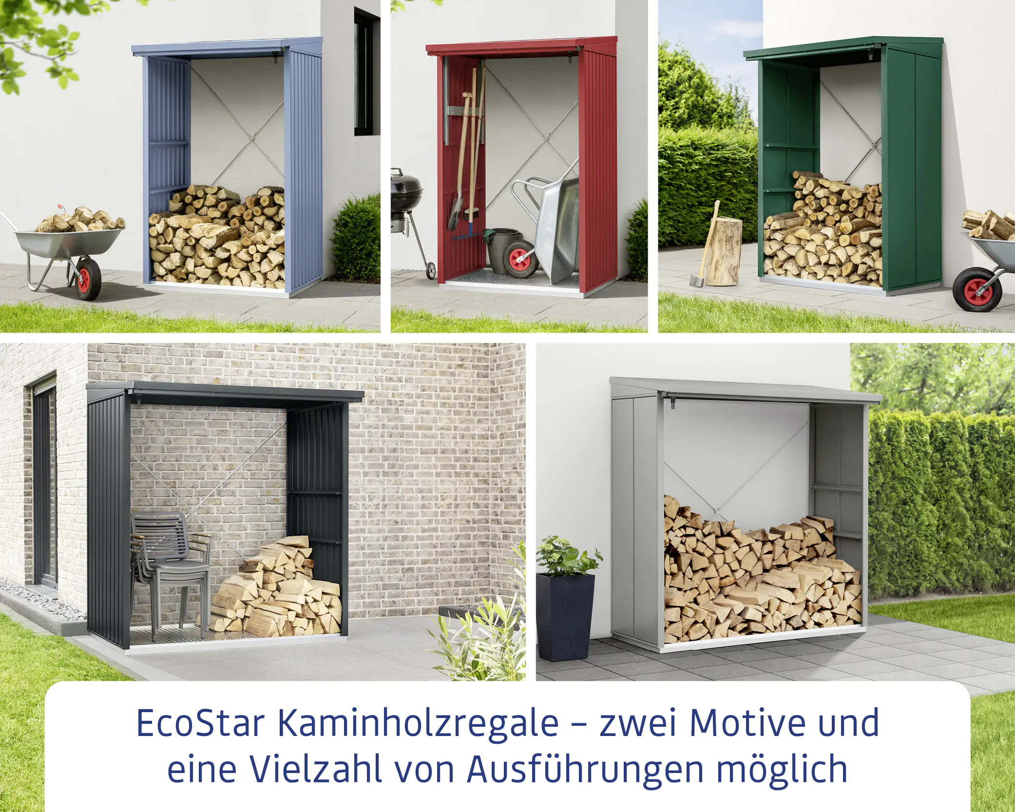 Ecostar Kaminholzregal Elegant-V Typ 1, anthrazitgrau, mit Verstrebung