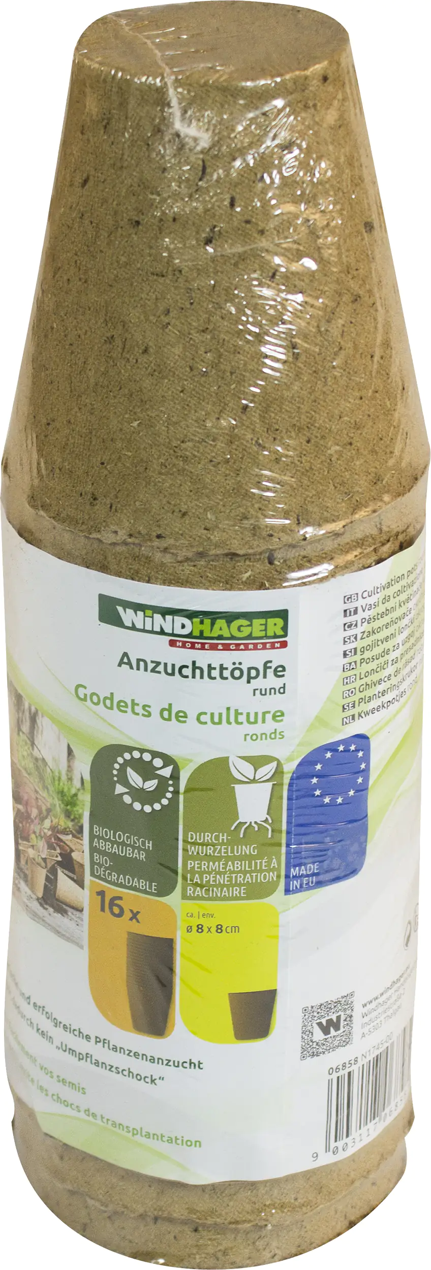 Windhager Anzuchttöpfe Ø 8 cm, 16 Stück