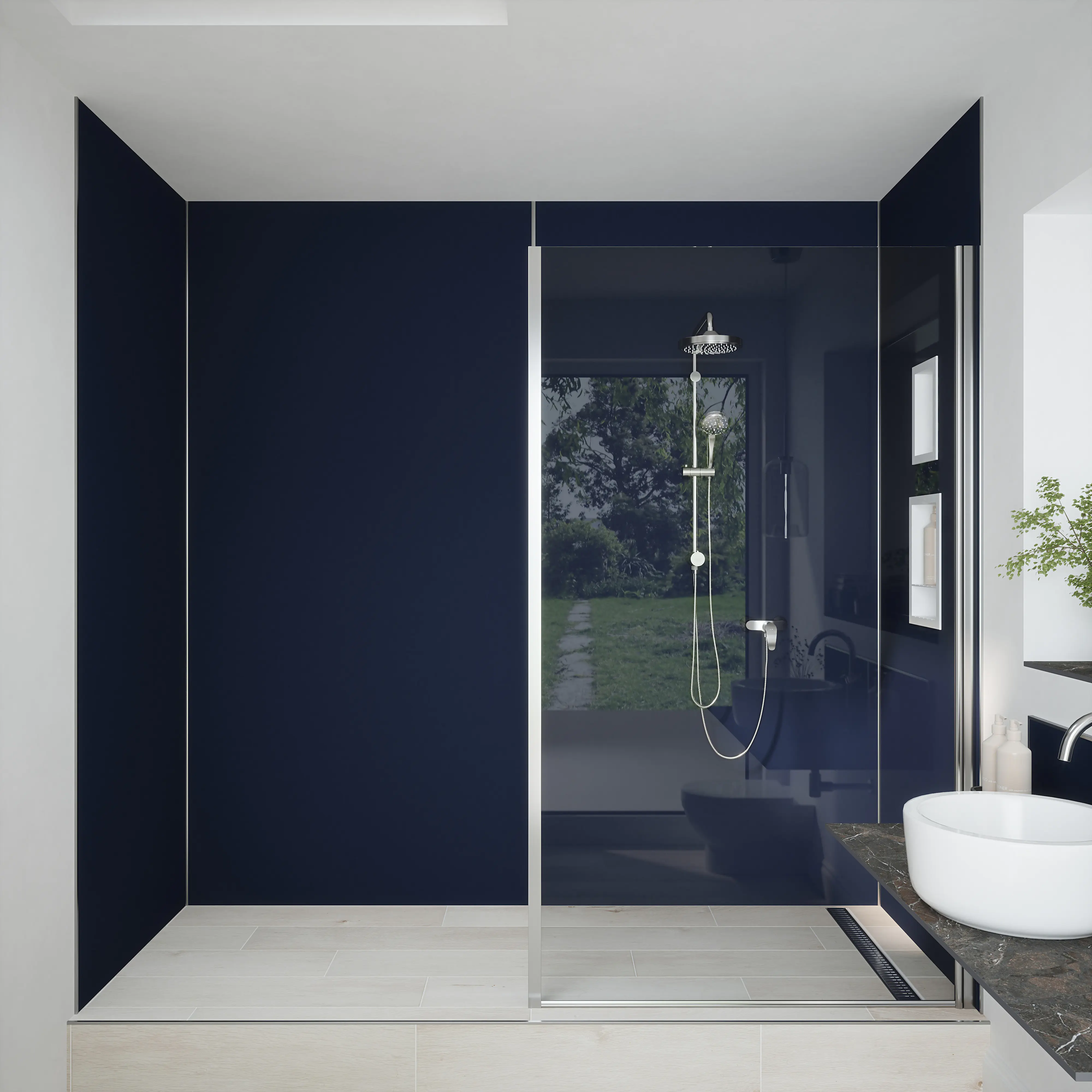 Wetwall Alloy Wandpaneel  Deep Blue Sea/Smoked Rose 90 x 244 cm