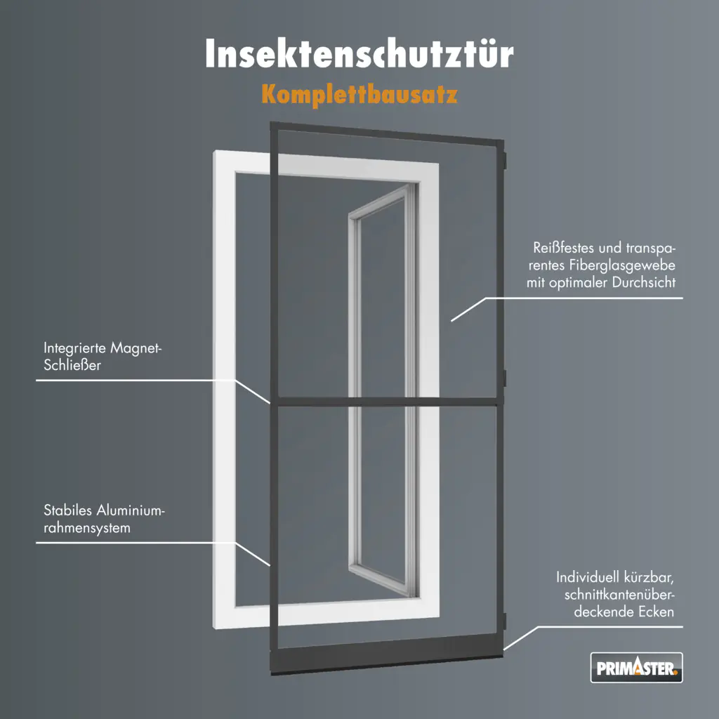 Primaster Fliegenschutz-Tür 100 x 210 cm anthrazit/anthrazit kürzbar