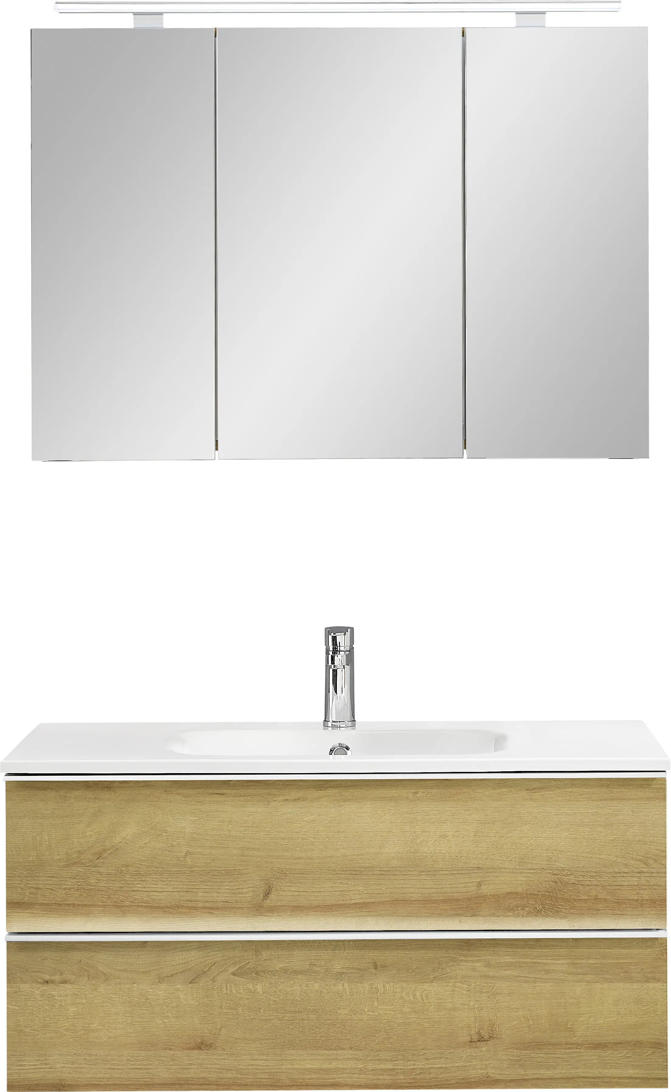 Primaster Bad-Set Düsseldorf riviera 101 cm LED-Leuchten, Mineralgusswaschtisch