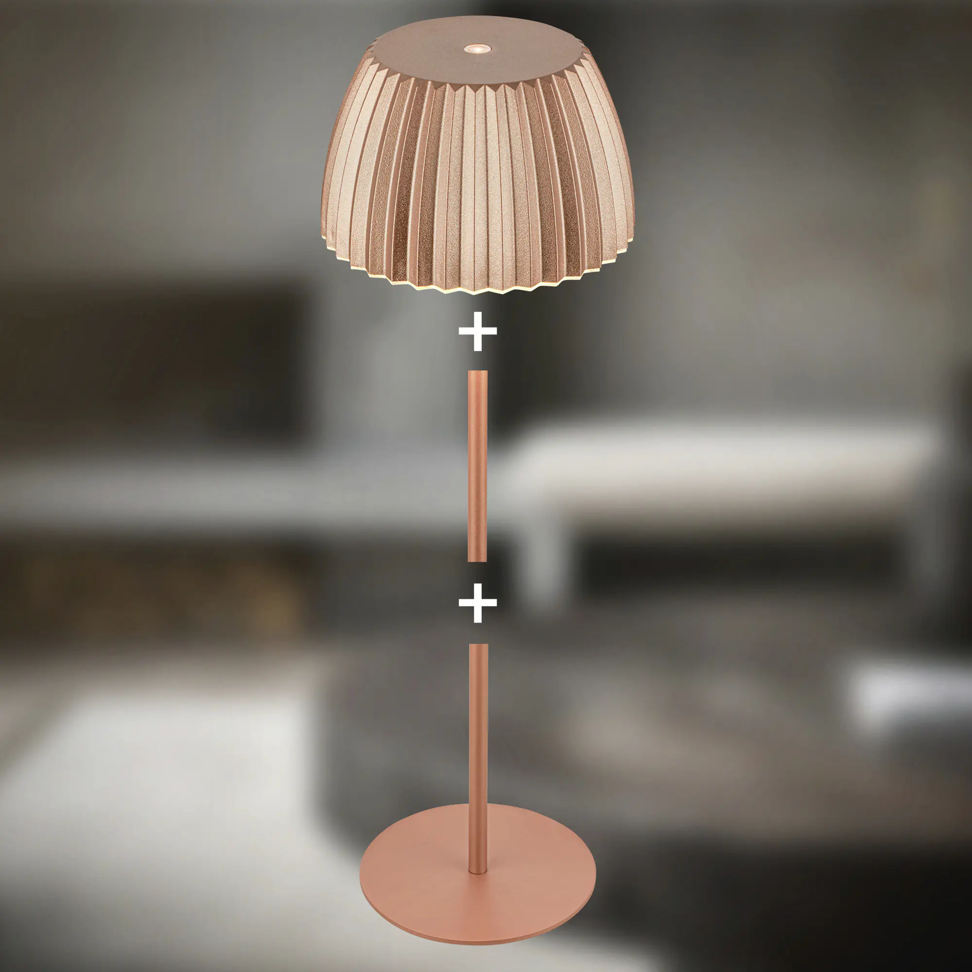 Briloner LED-Tischleuchte Riffle mit Akku kupfer dimmbar