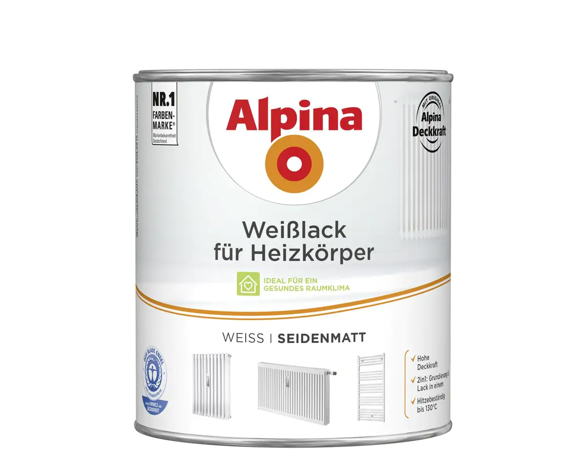 Alpina Heizkörperlack weiß 2 L weiß seidenmatt