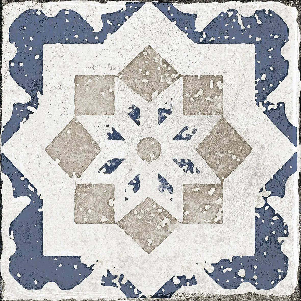 Bodenfliese Feinsteinzeug Marrakesh 20 x 20 cm blau-beige