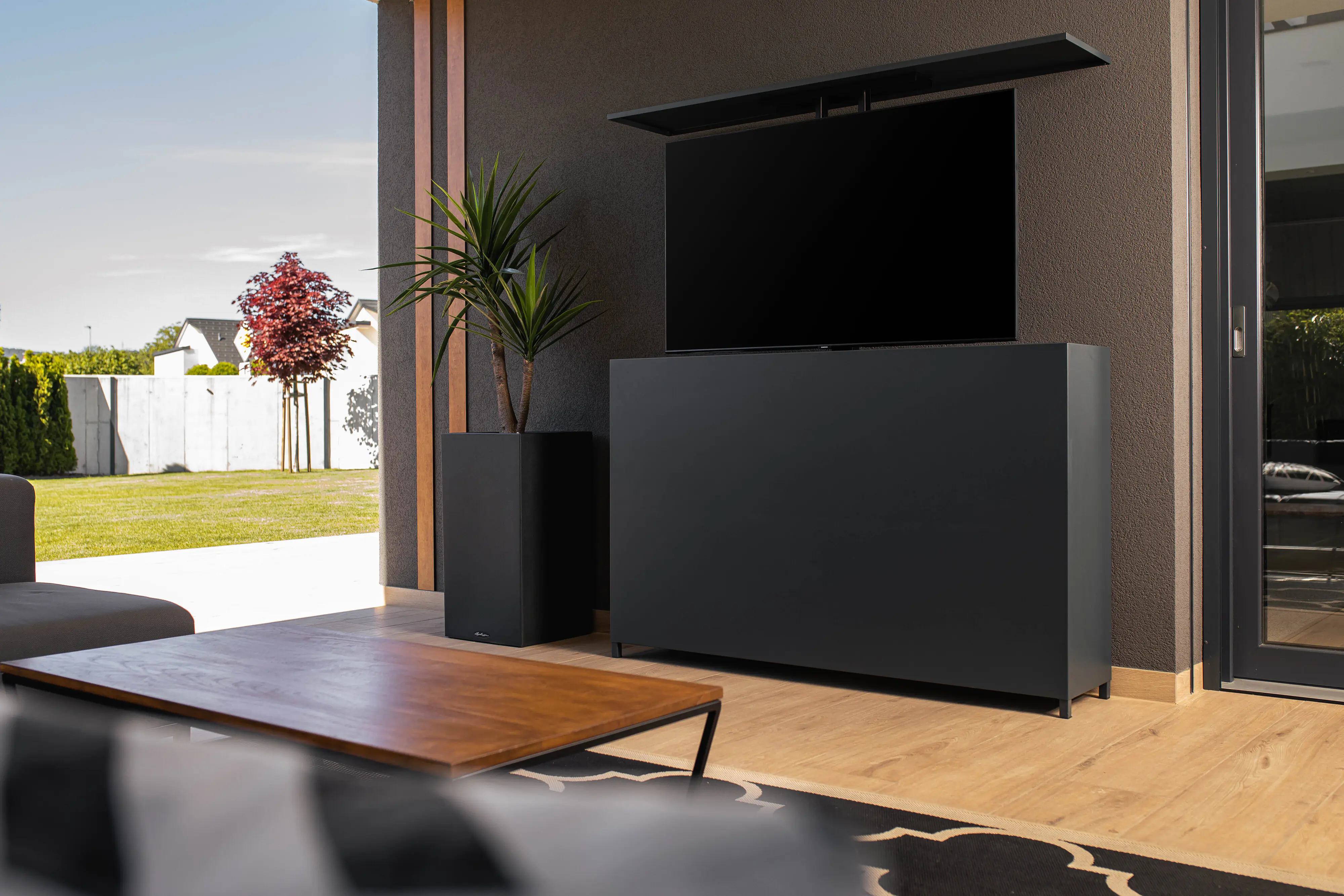 Bellano Living TV Lift Schrank Outdoor dunkelgrau