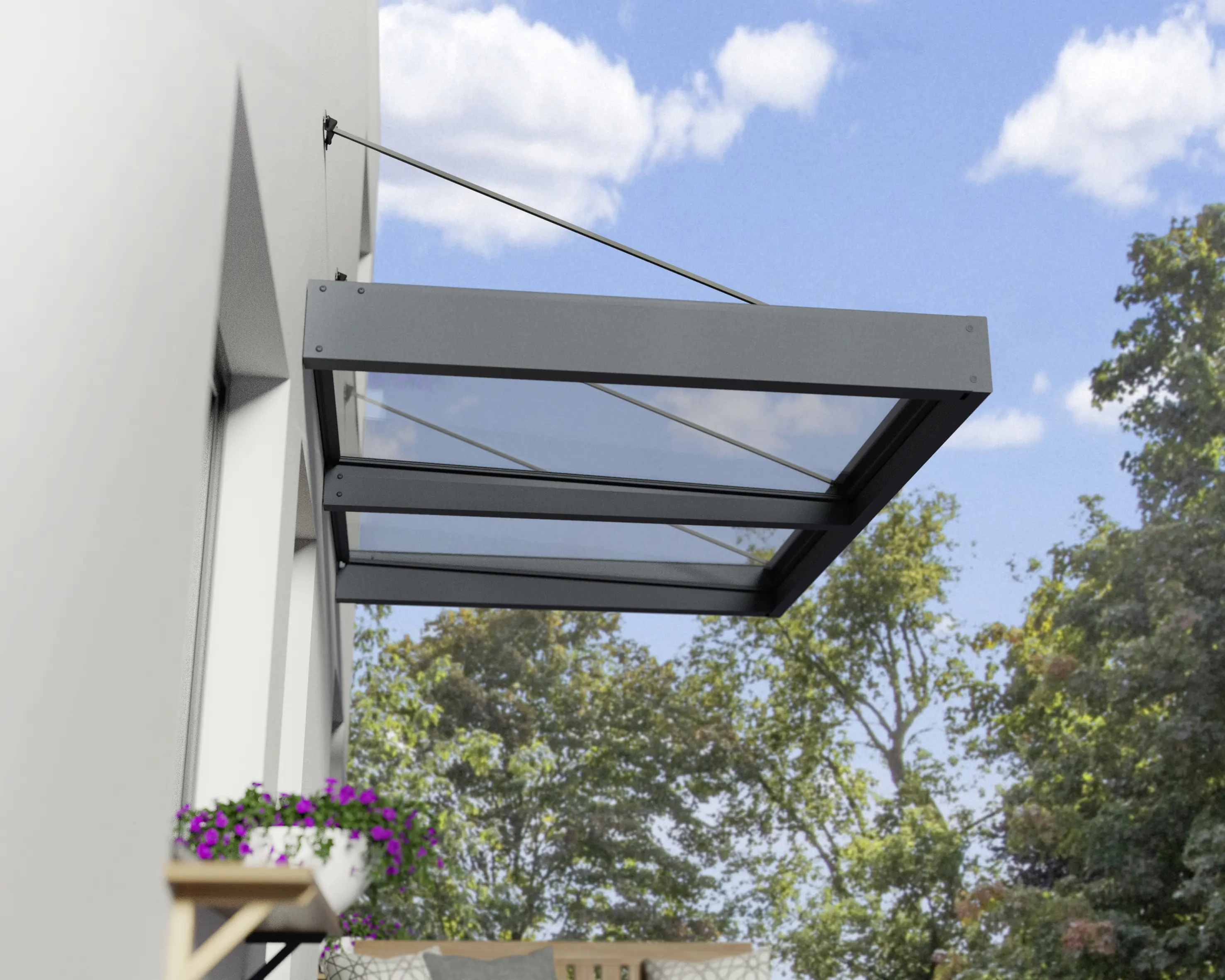 Canopia Vordach Sophia XL 2000 Grau Alu 192 x 140 cm