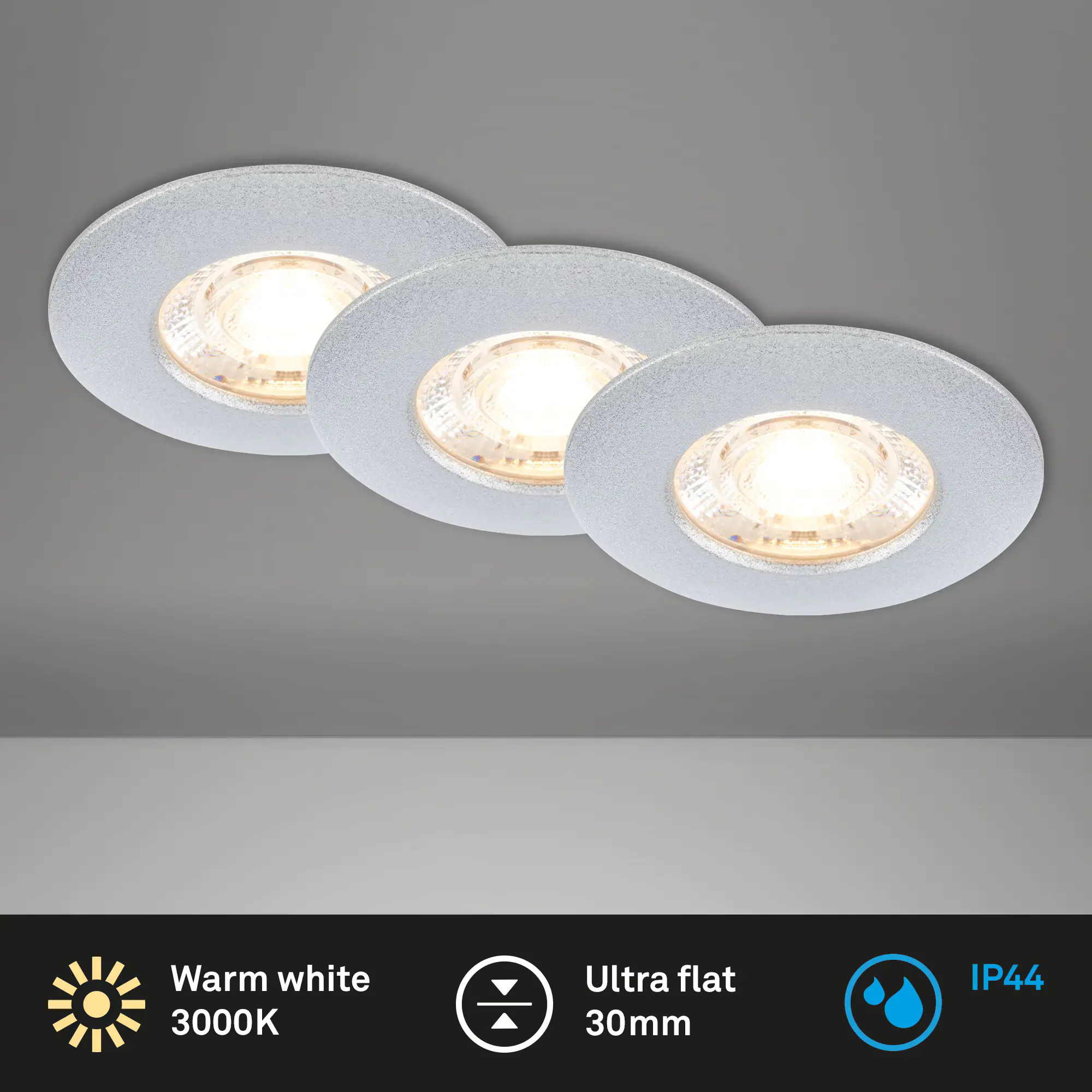 Briloner LED-Einbauleuchten Kulana Mini 3er Set 3,6W, 350lm chrom-matt