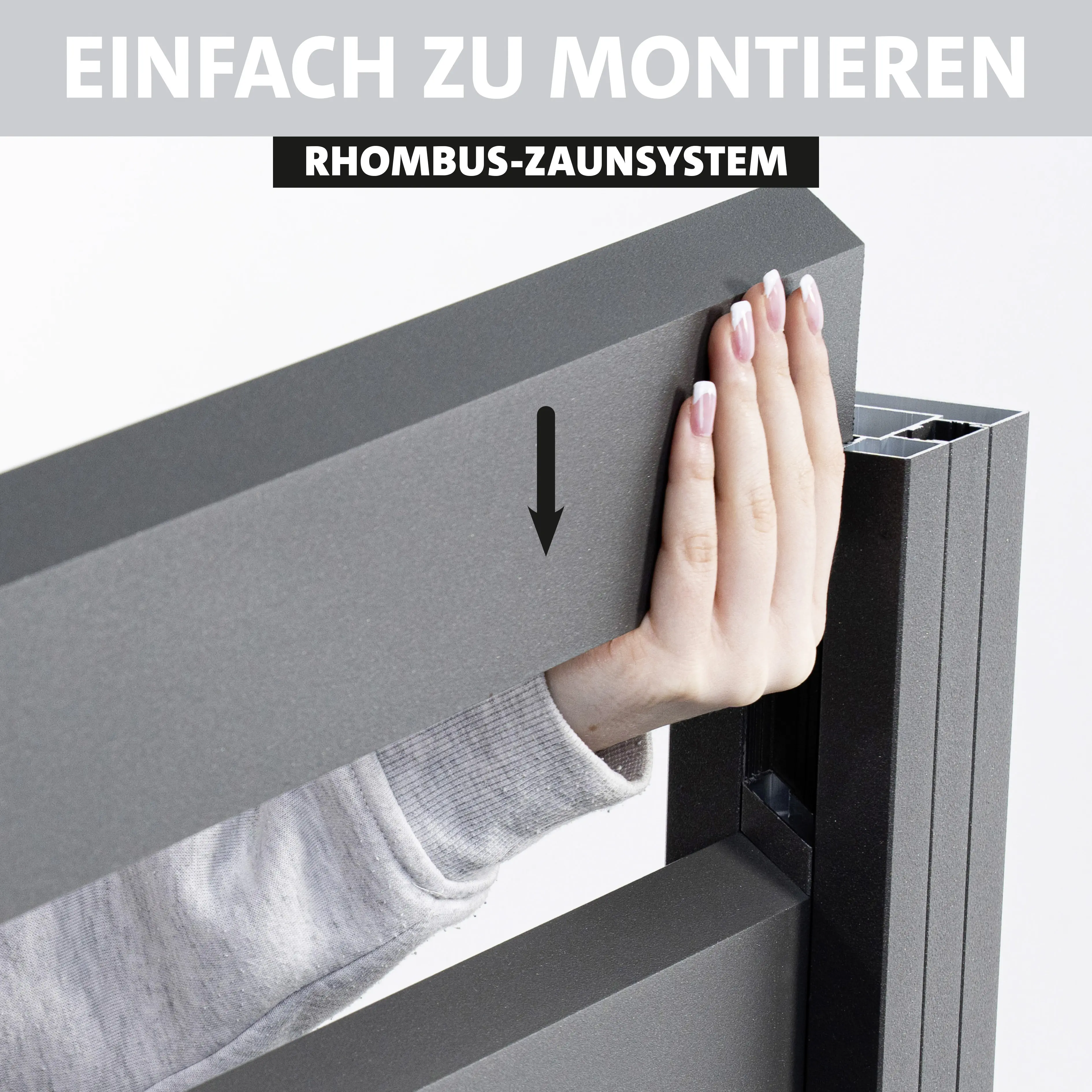 Ambiente Alu-Zaun Grundset Rhombus MAXI 187 x 184,2 cm grau