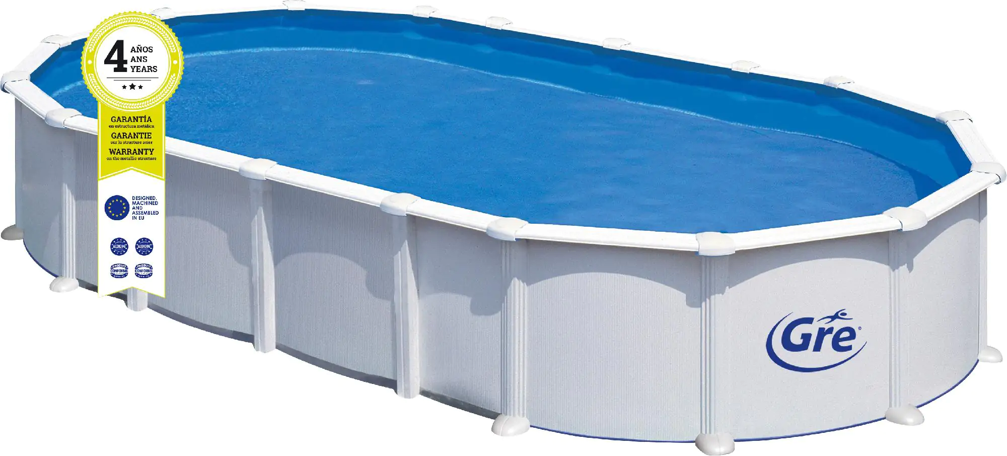 Gre Stahlwandpool Haiti oval 730 x 375 x 132 cm, weiß