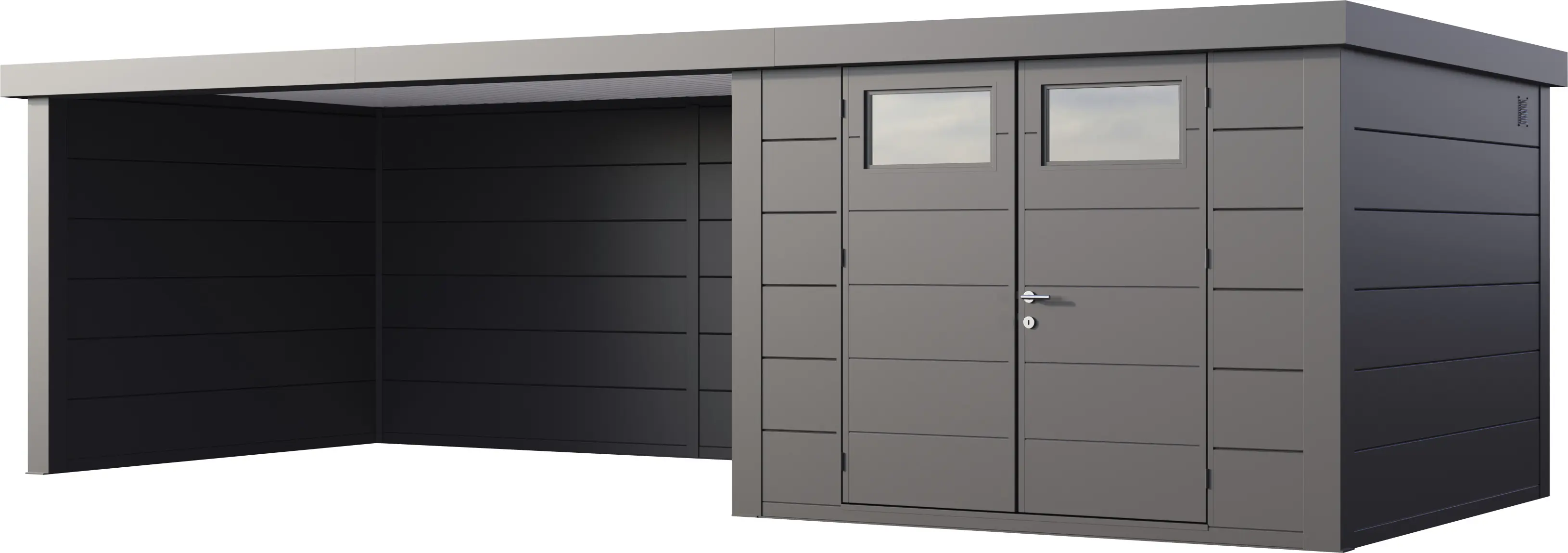 Telluria Gerätehaus Classico Lounge XL 3030 links granitgrau 762 x 298 cm
