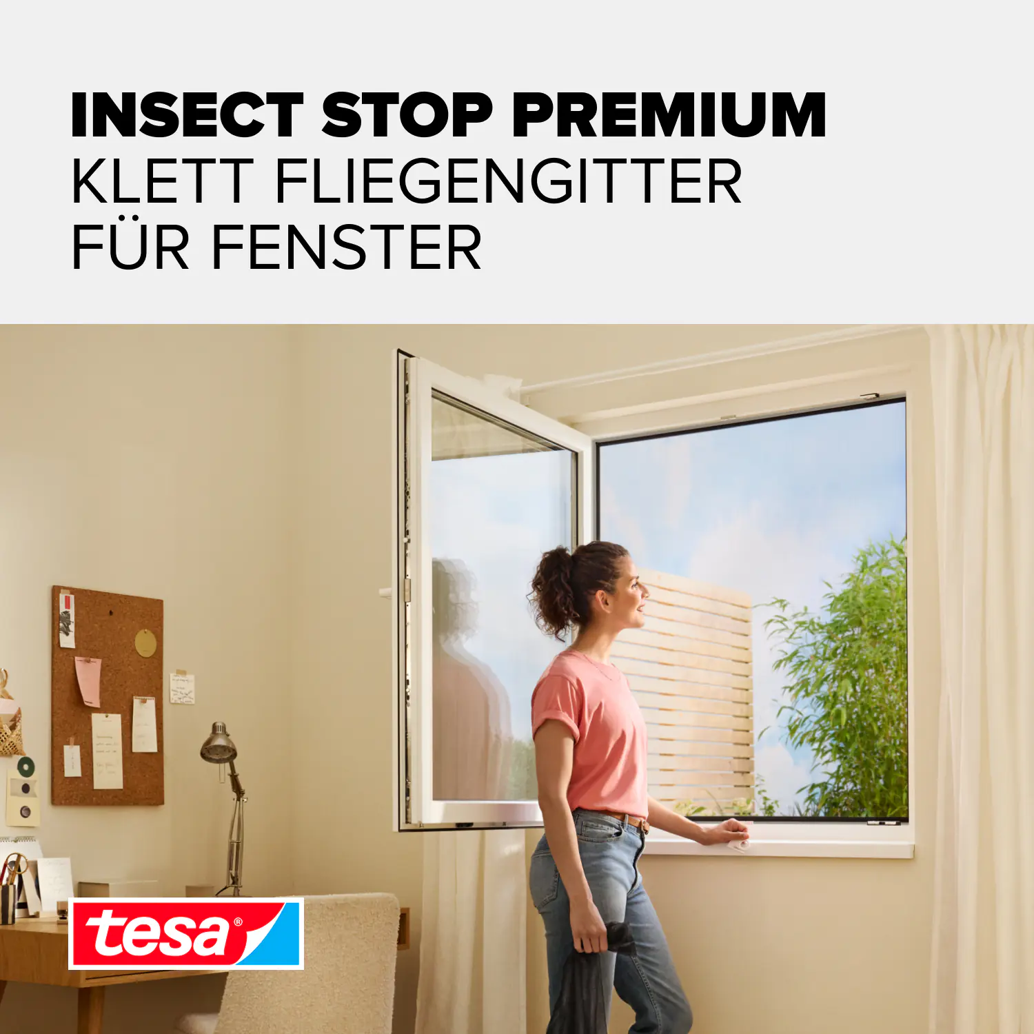 tesa Fliegenschutz-Fenster Comfort 170 x 180 cm weiß kürzbar