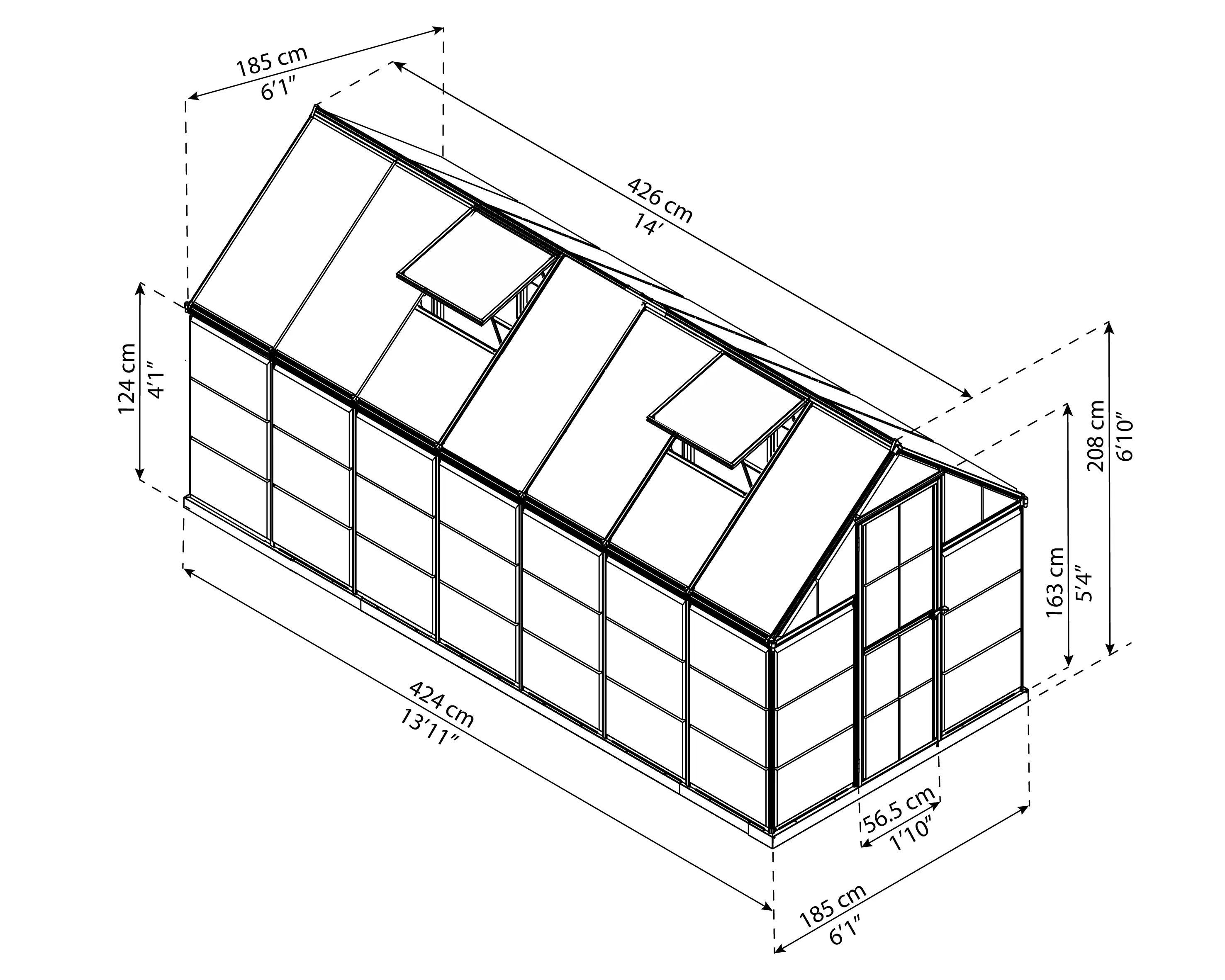 Canopia Gewächshaus Hybrid 6X14 185 x 426 x 208 cm