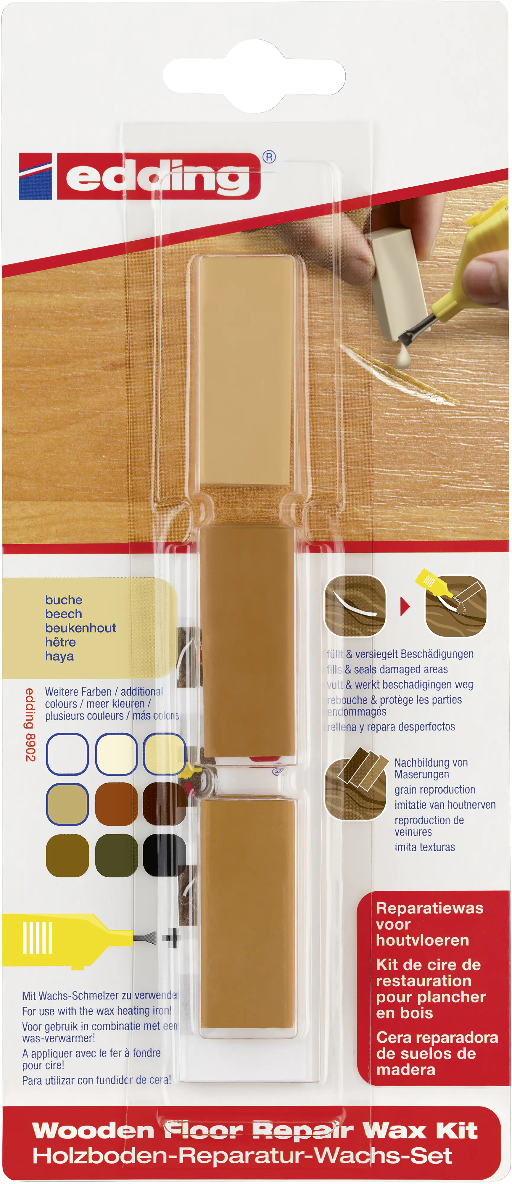 Edding Holzboden-Reparaturwachs-Set 8902 buche