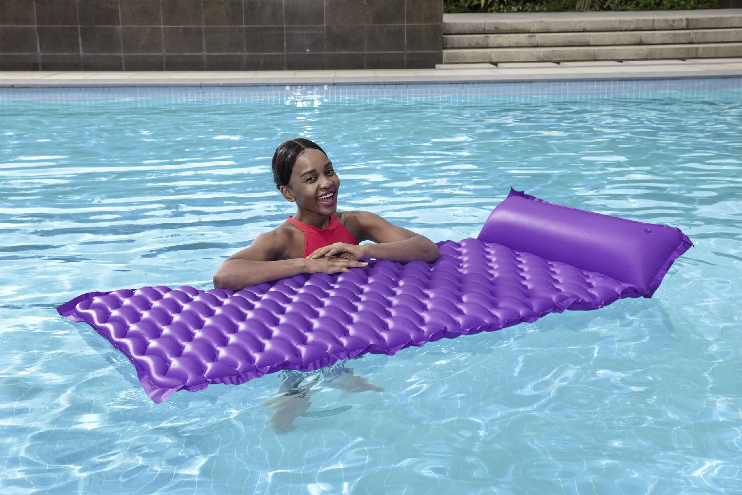 Bestway Luftmatratze Float 'n Roll 213 x 86 cm mit Kopfstütze