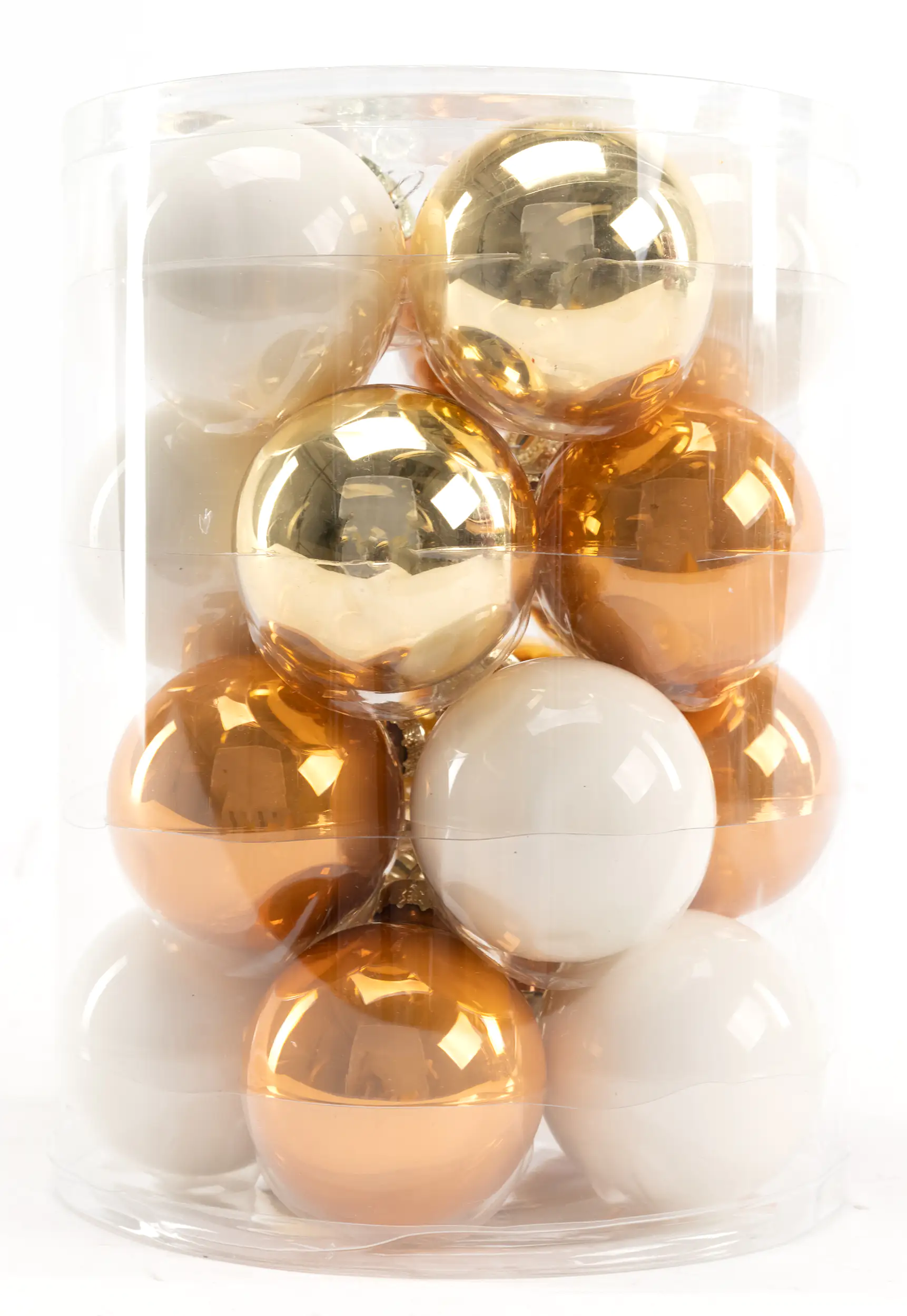 Trendline Weihnachtskugeln aus Glas Ø 6 cm wollweiß-gold-bernstein 20 Stück