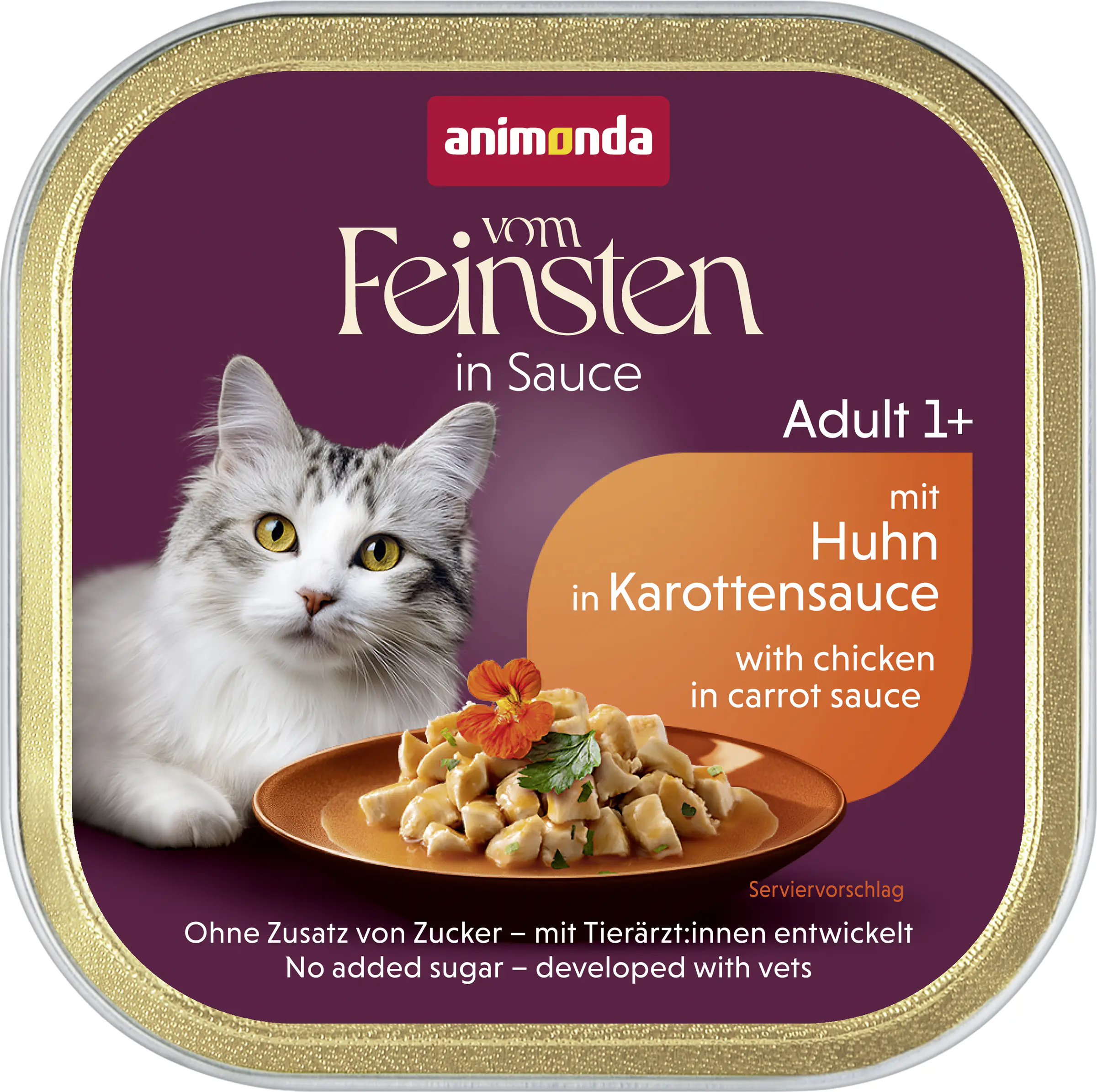 Animonda vom Feinsten in Sauce Katzennassfutter Adult getreidefrei 100 g Huhn in Karottensauce