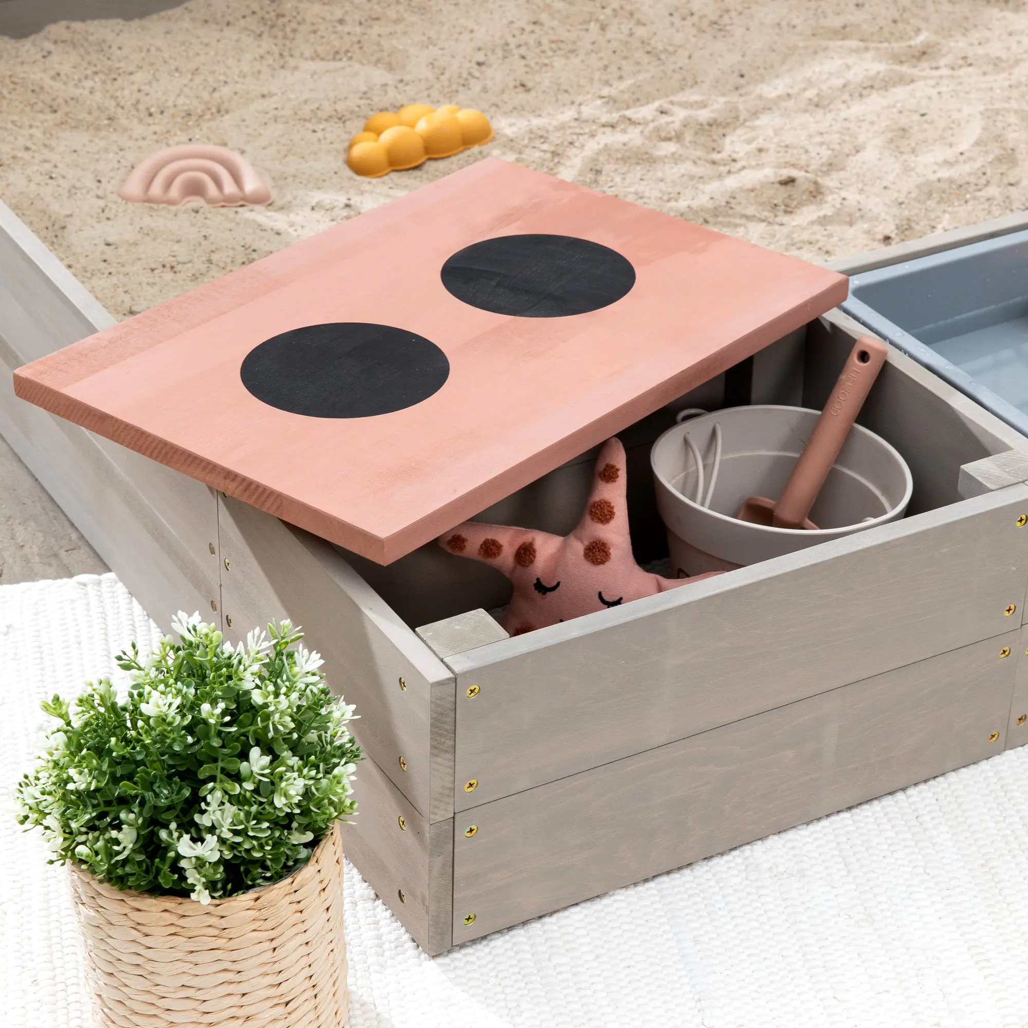 MUDDY BUDDY® Sandkasten Wild Bear 120 x 120 cm warmgrau-puderrosa
