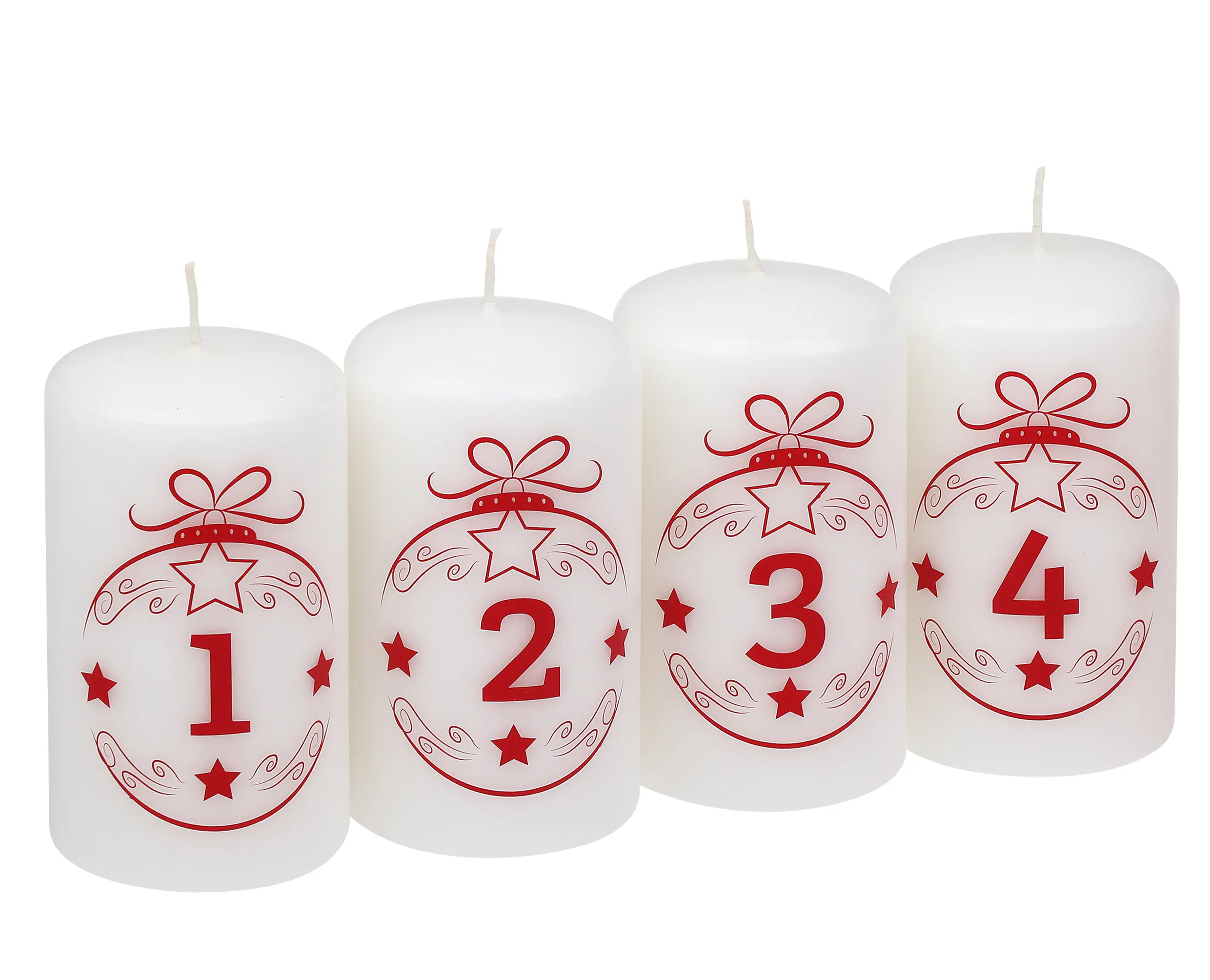 Steinhart Stumpenkerzen Advent Balls 1-4 Ø 5,7 x 10 cm 4er-Riegel weiß 