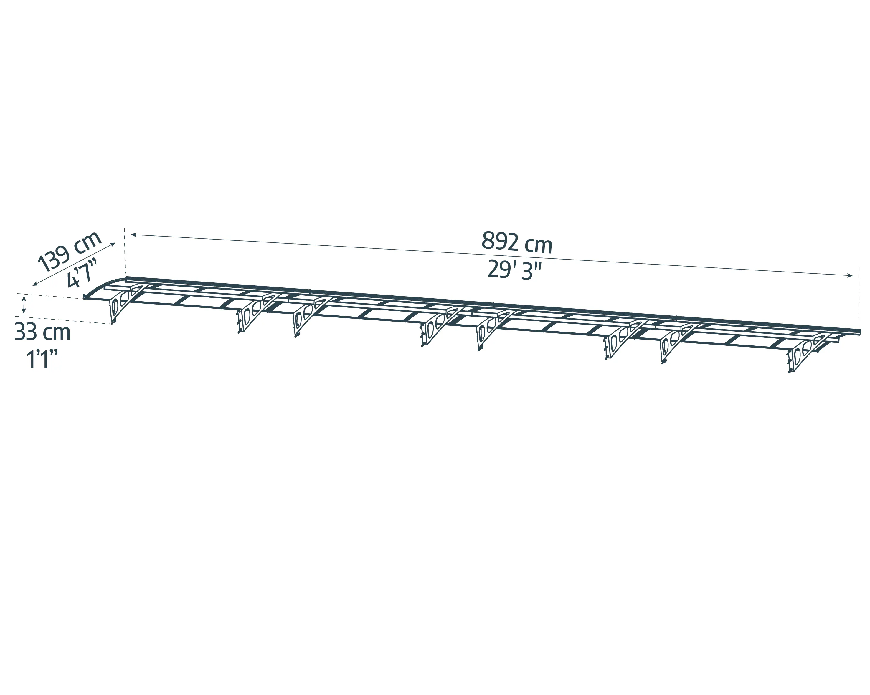 Canopia Vordach Bordeaux 8920 Weiss Alu 892 x 139 cm