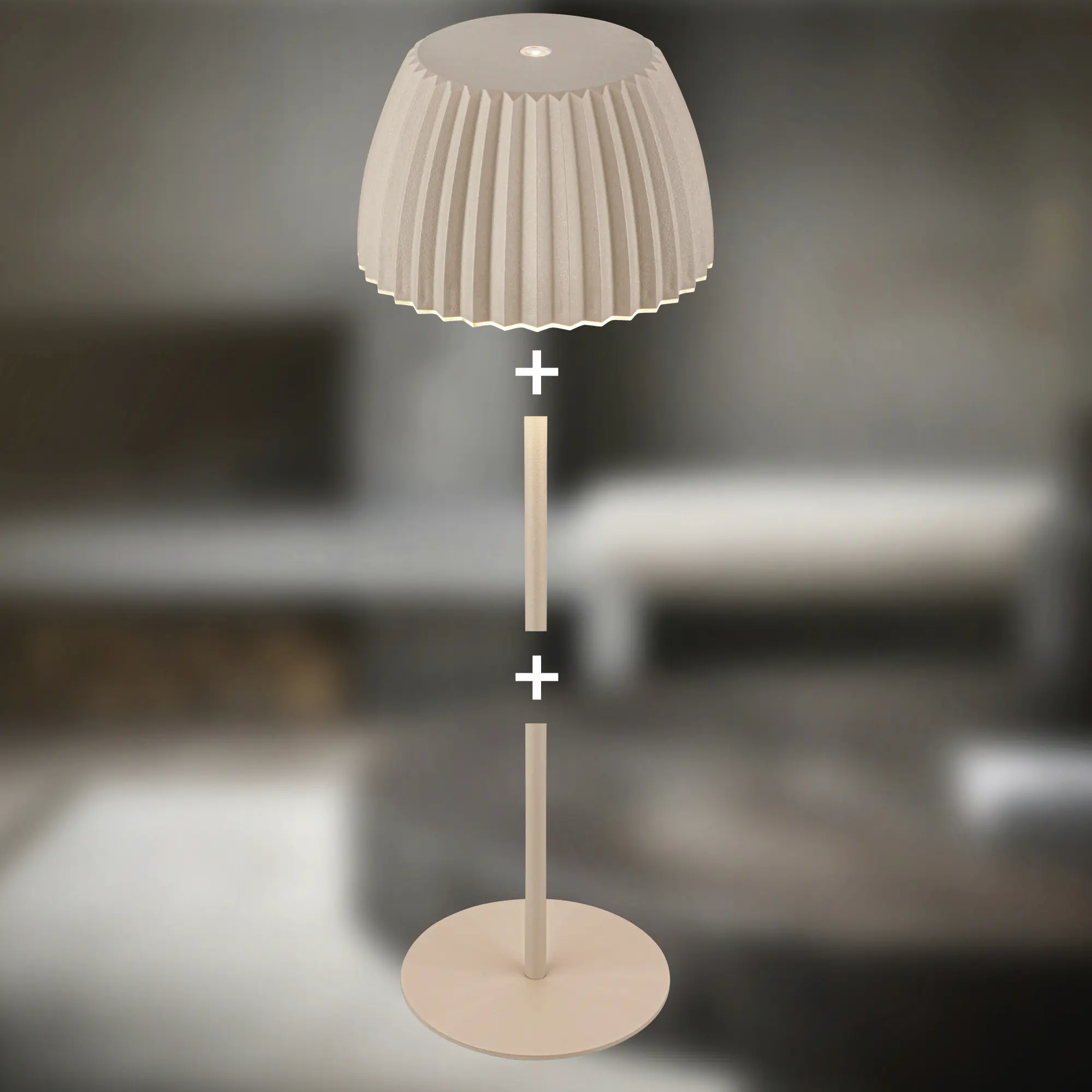 Briloner LED-Tischleuchte Riffle mit Akku beige dimmbar