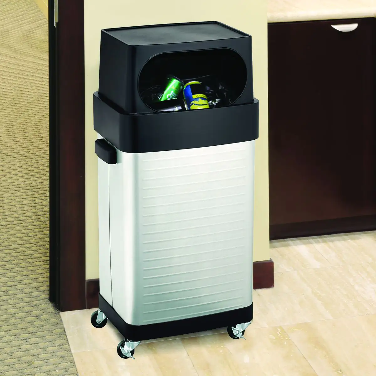 Primaster Abfalleimer Edelstahl 65 l mit Rollen