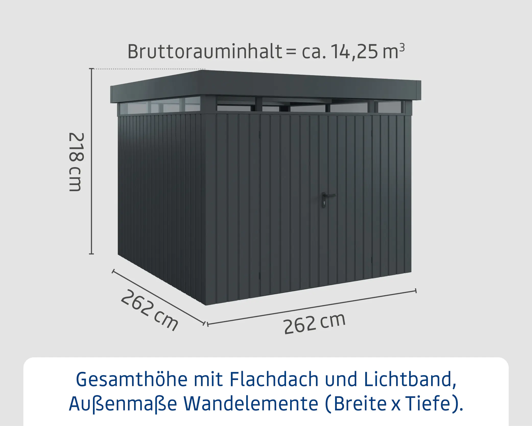 EcoStar Metallgerätehaus Euroline EFD10 LB anthrazit 262 x 262 cm 2-flg.