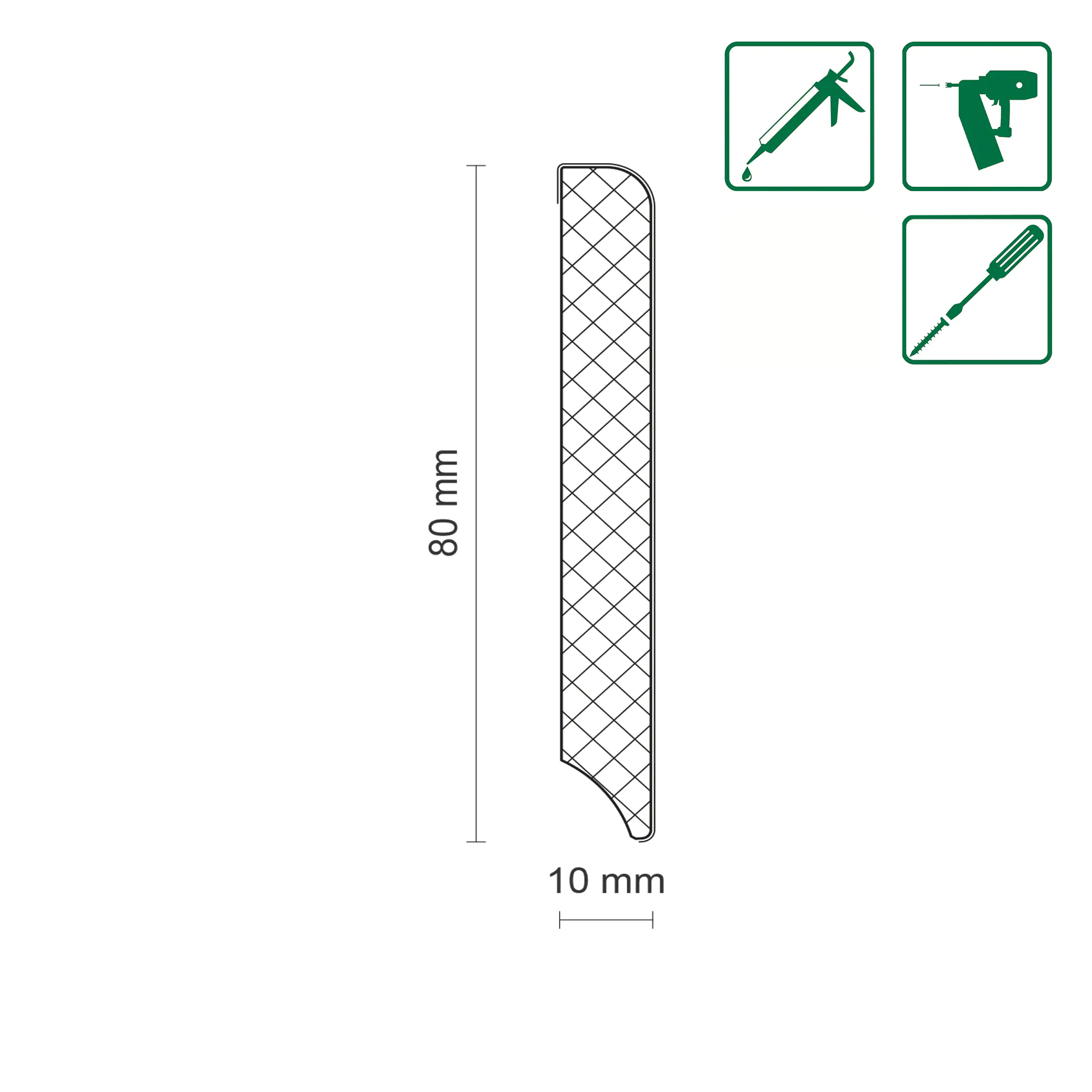 Neuhofer Fußleiste 202 cm x 80 x 10 mm weiß