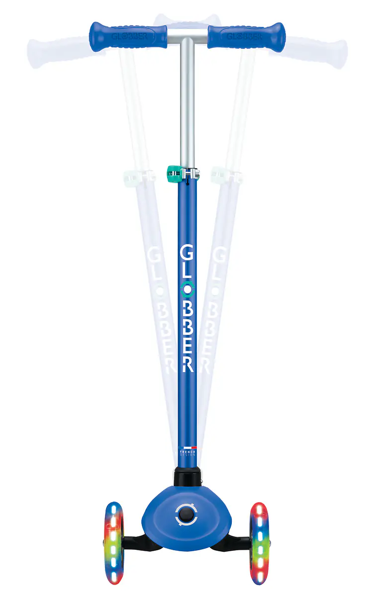 Globber Scooter für Kinder mit Leuchtrollen Primo Plus Lights dunkelblau