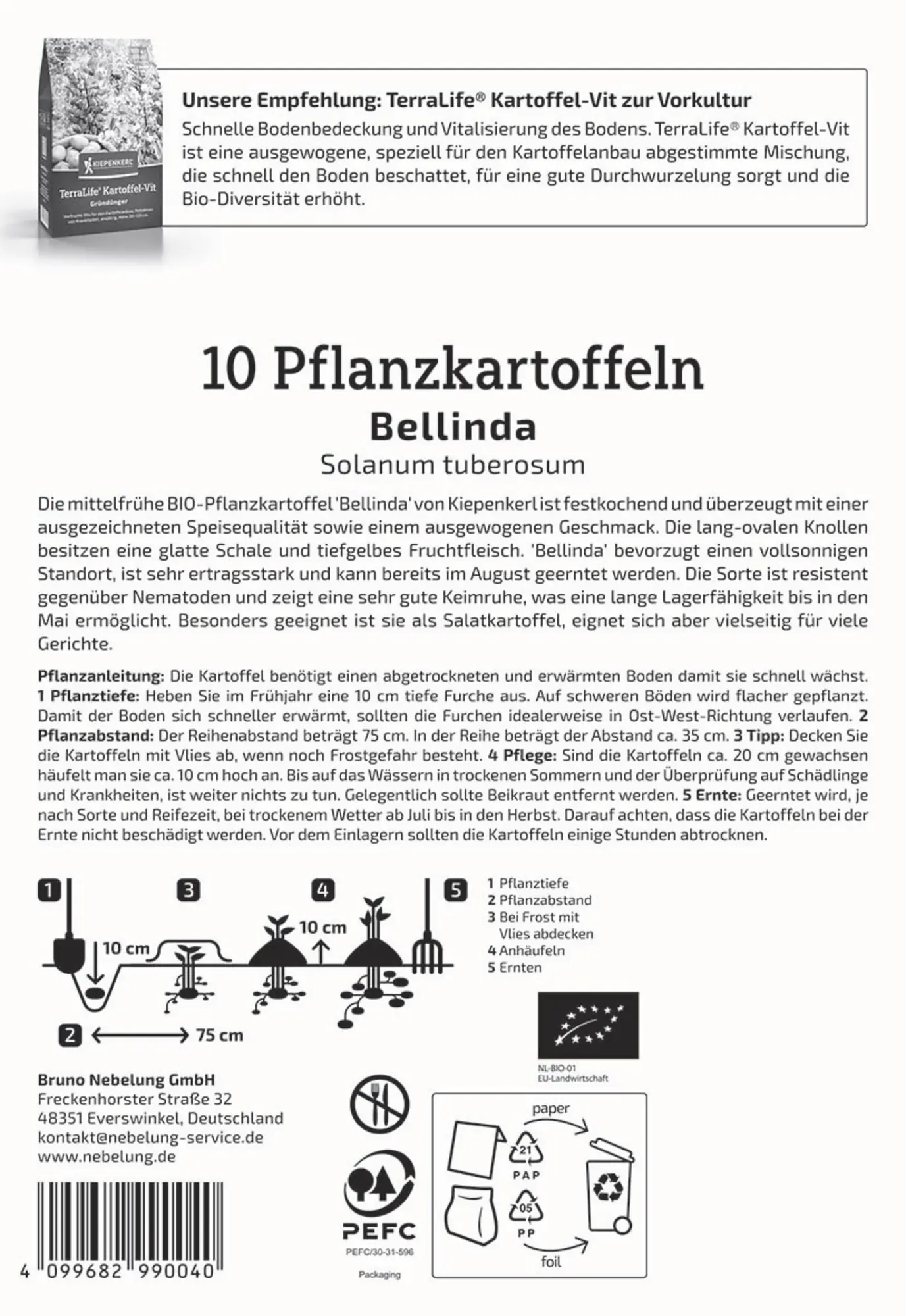 Kiepenkerl Bio Pflanzkartoffel Bellinda 10 Stück