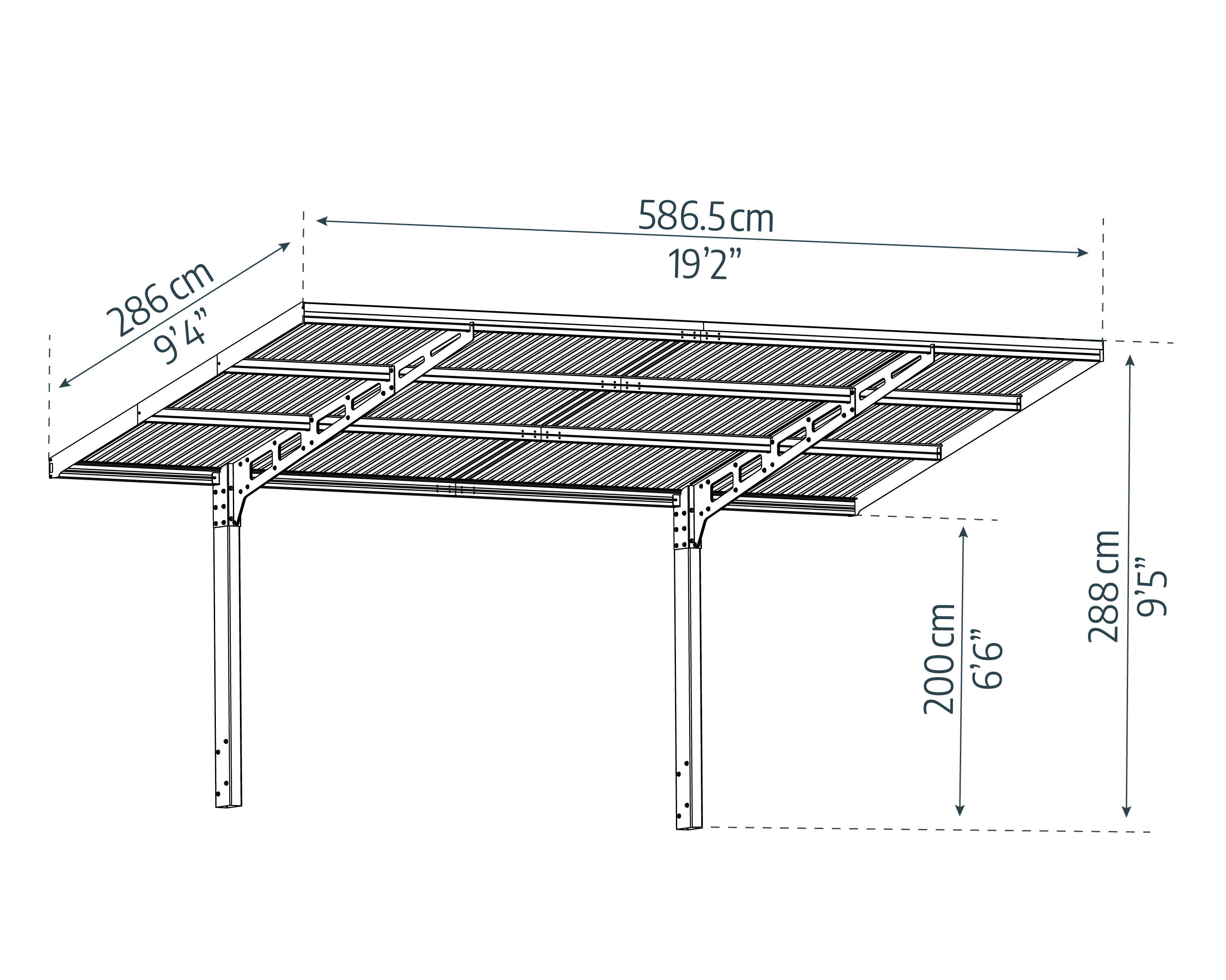 Canopia Carport Sydney Wave  Schwarz Alu 587 x 286 cm