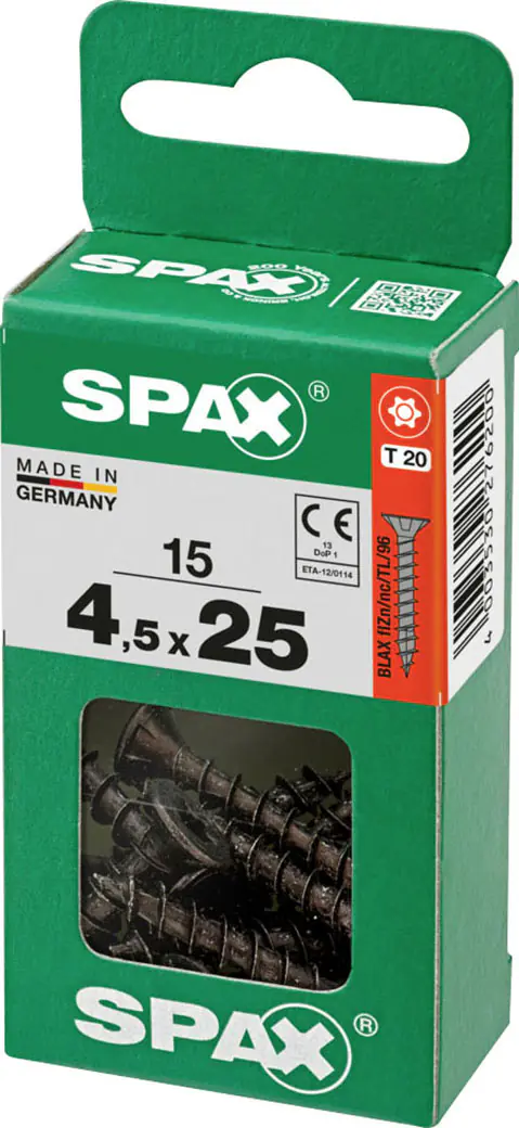 Spax Universalschrauben 4,5 x 25 mm T20 Vollgewinde - 15 Stk. 