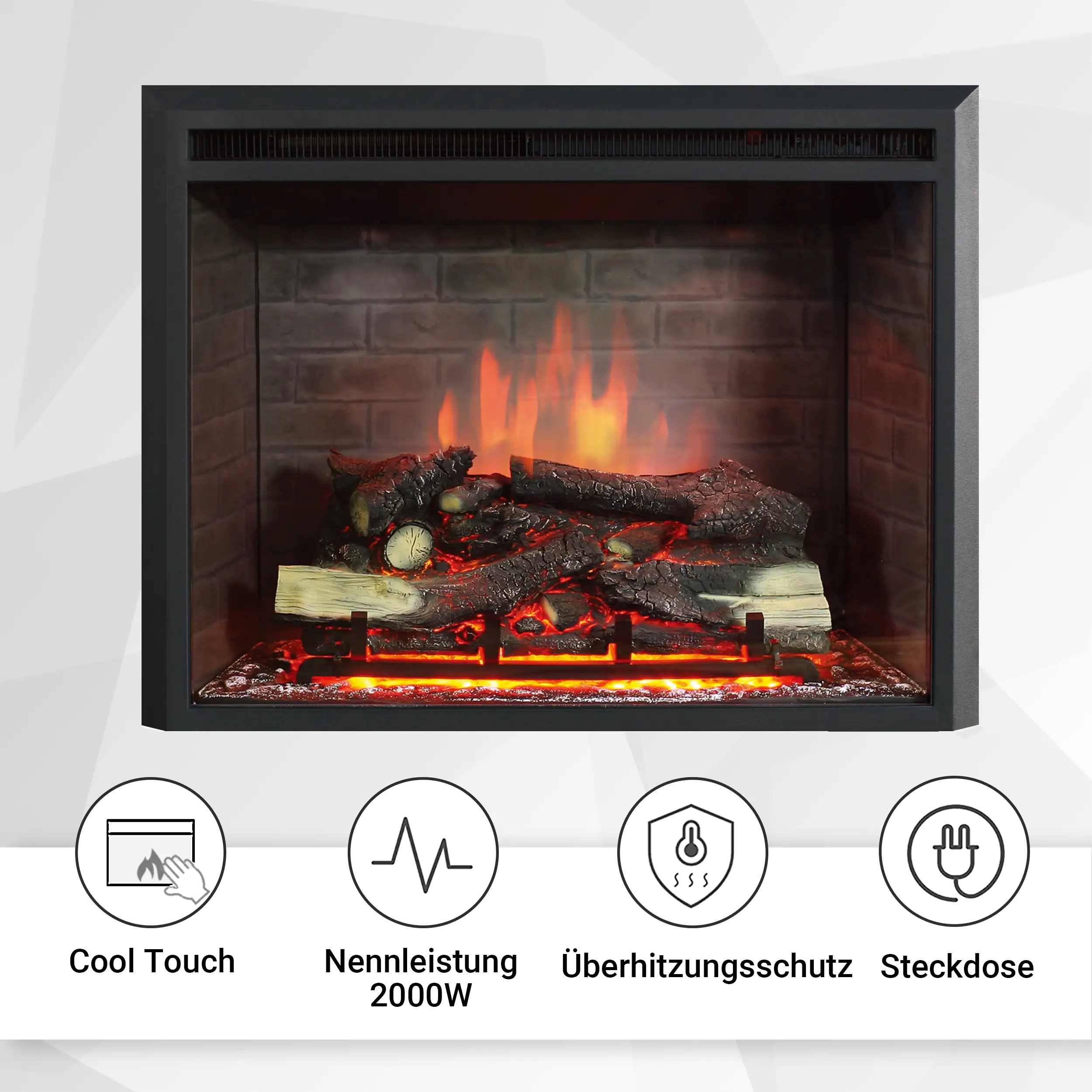 BALDERIA Elektrokamin schwarz Calida 30 1000/2000 Watt 62,5 x 81 cm
