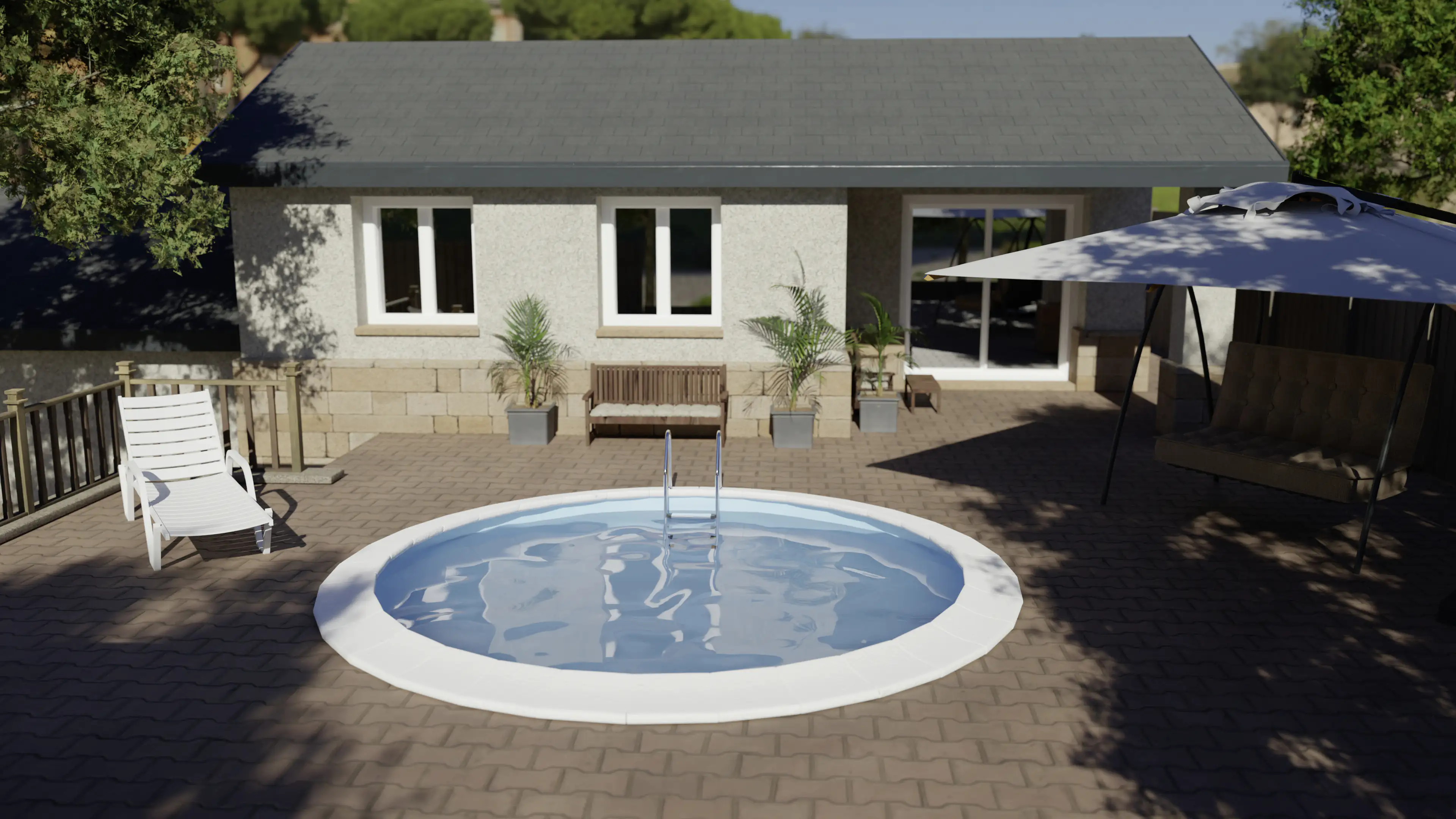 Gre Stahl-Einbaupool Sumatra rund Ø 420 x 120 cm