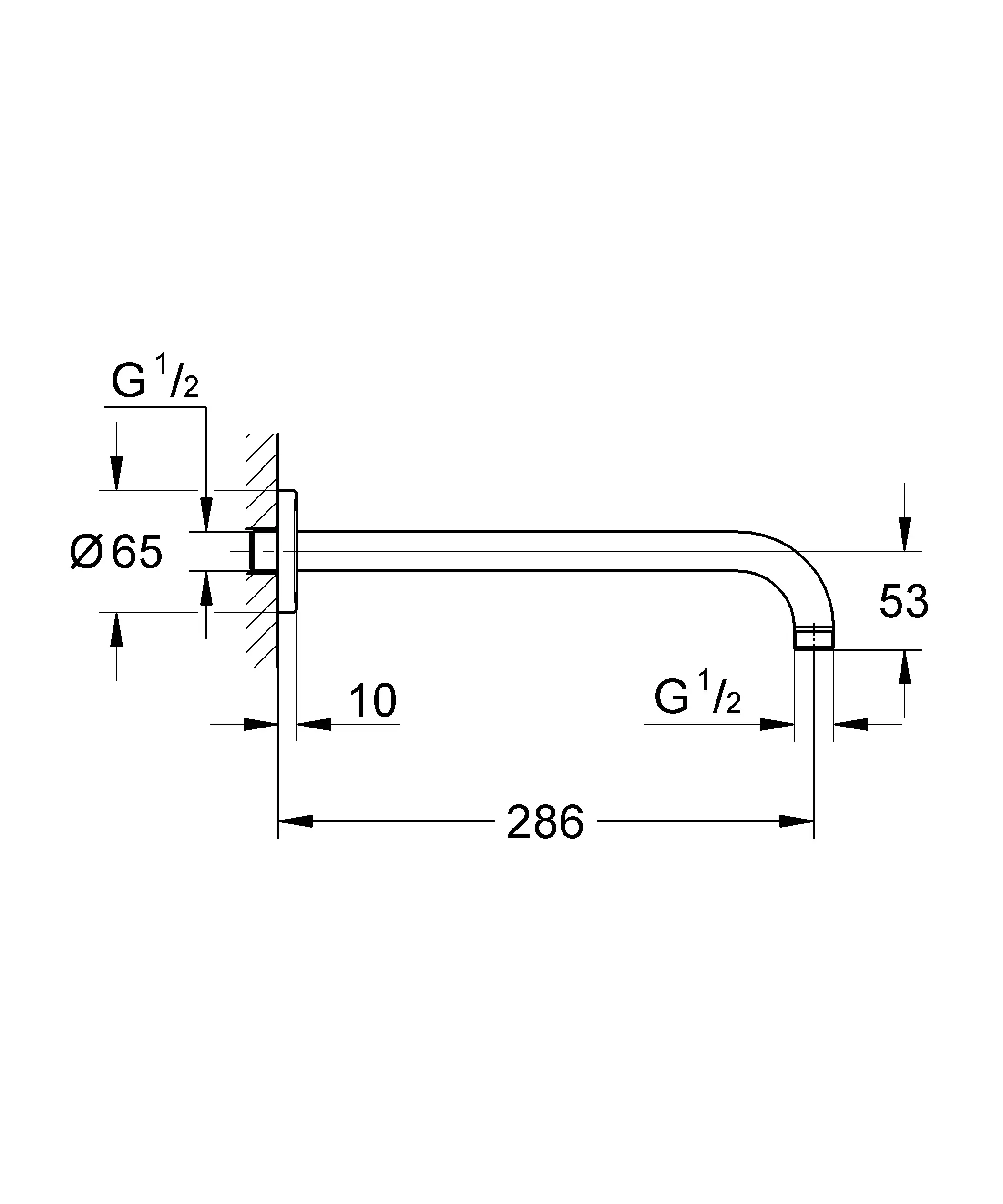 Grohe Rainshower Brausearm chrom, Ausladung 286 mm