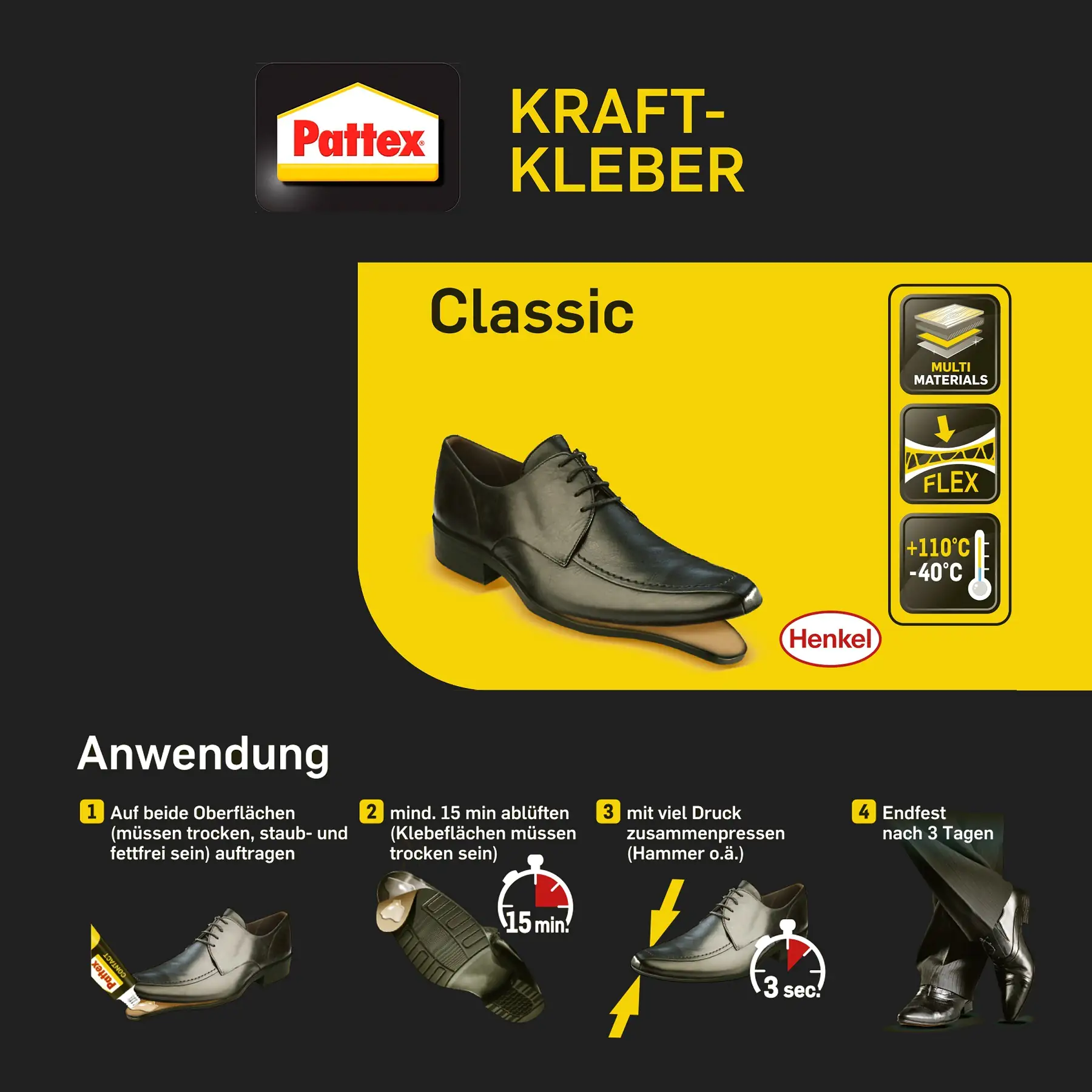 Pattex Kraftkleber Classic 125 g Tube, gelblich