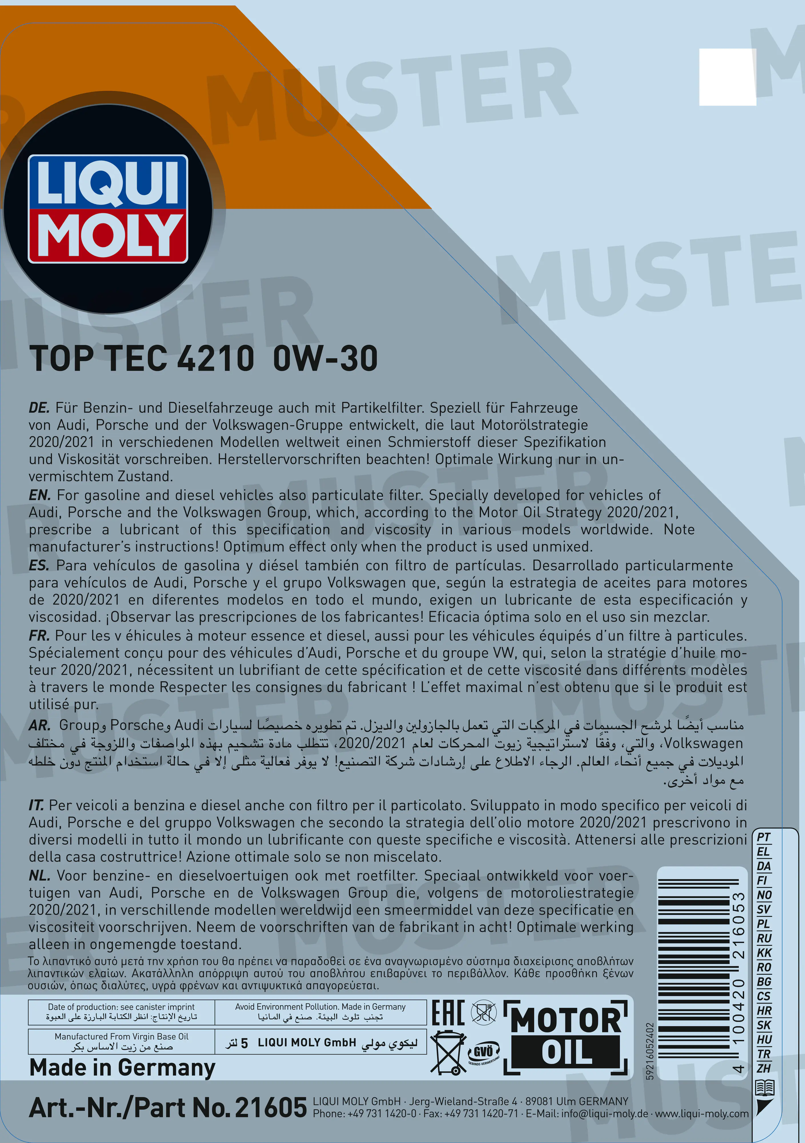 Liqui Moly Motoröl Top Tec 4210 0W-30 5 L
