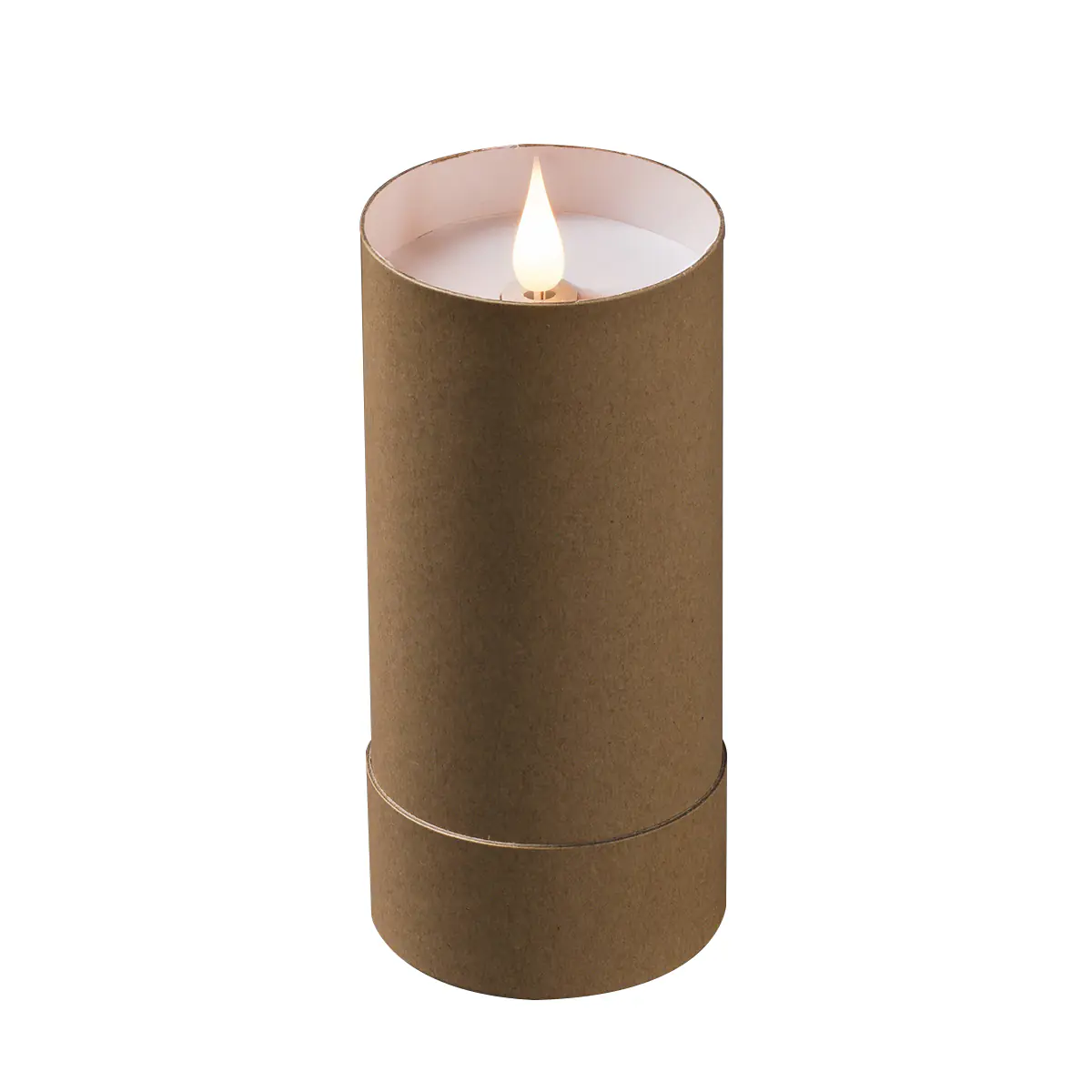 Konstsmide LED Kerze mit Deckel 3D Flamme warmweiß 15,5 x Ø 7 cm braun