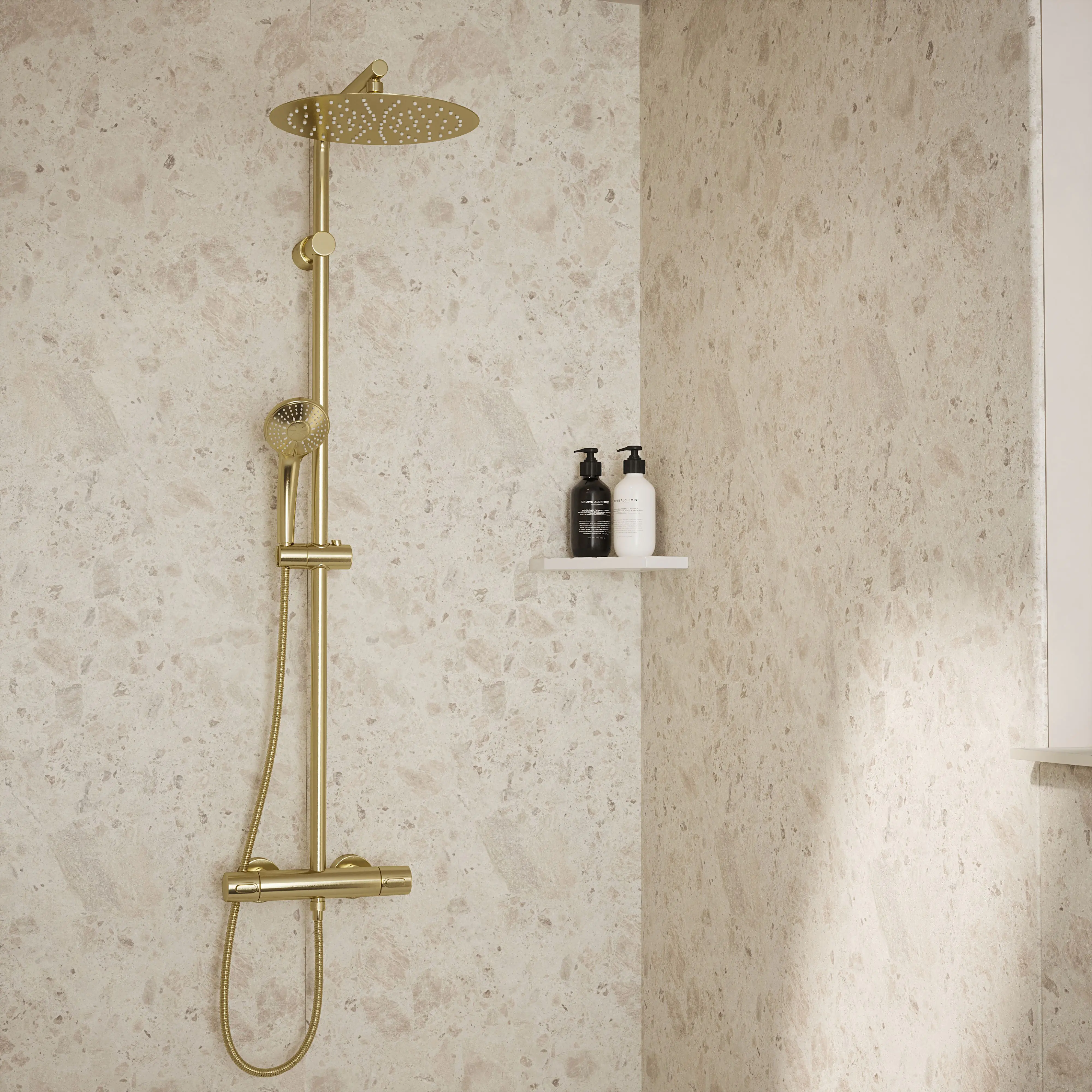 Wetwall Elite Wandpaneel  Terrazzo Rock 16 x 242 cm mit abgerundeter Abschlusskante