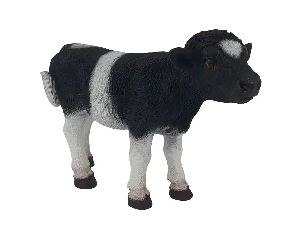 Dekofigur Kalb 31 x 46 cm schwarz weiß