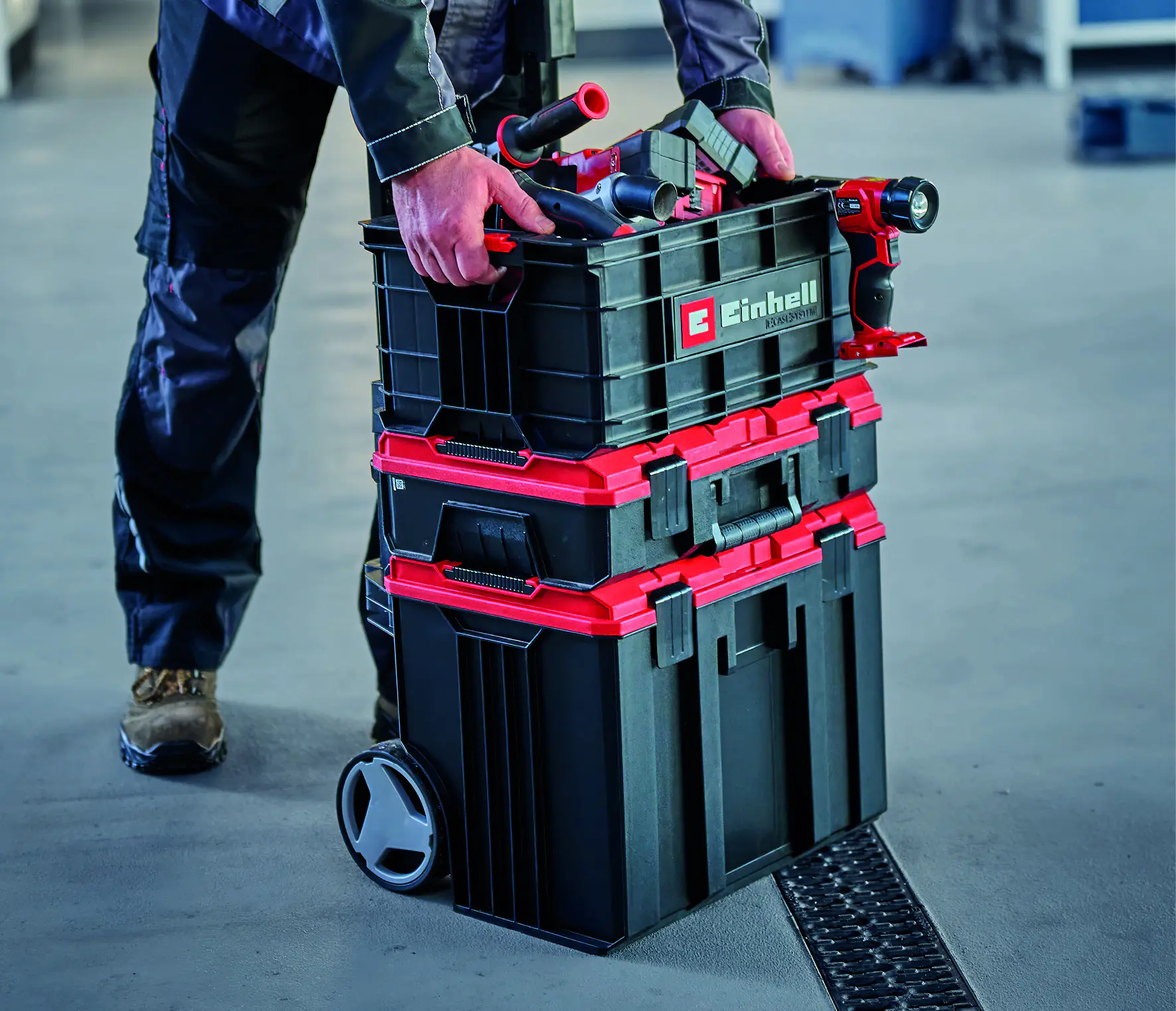 Einhell Werkzeugkiste E-Case Kunststoff 90 kg mit Seitengriffen