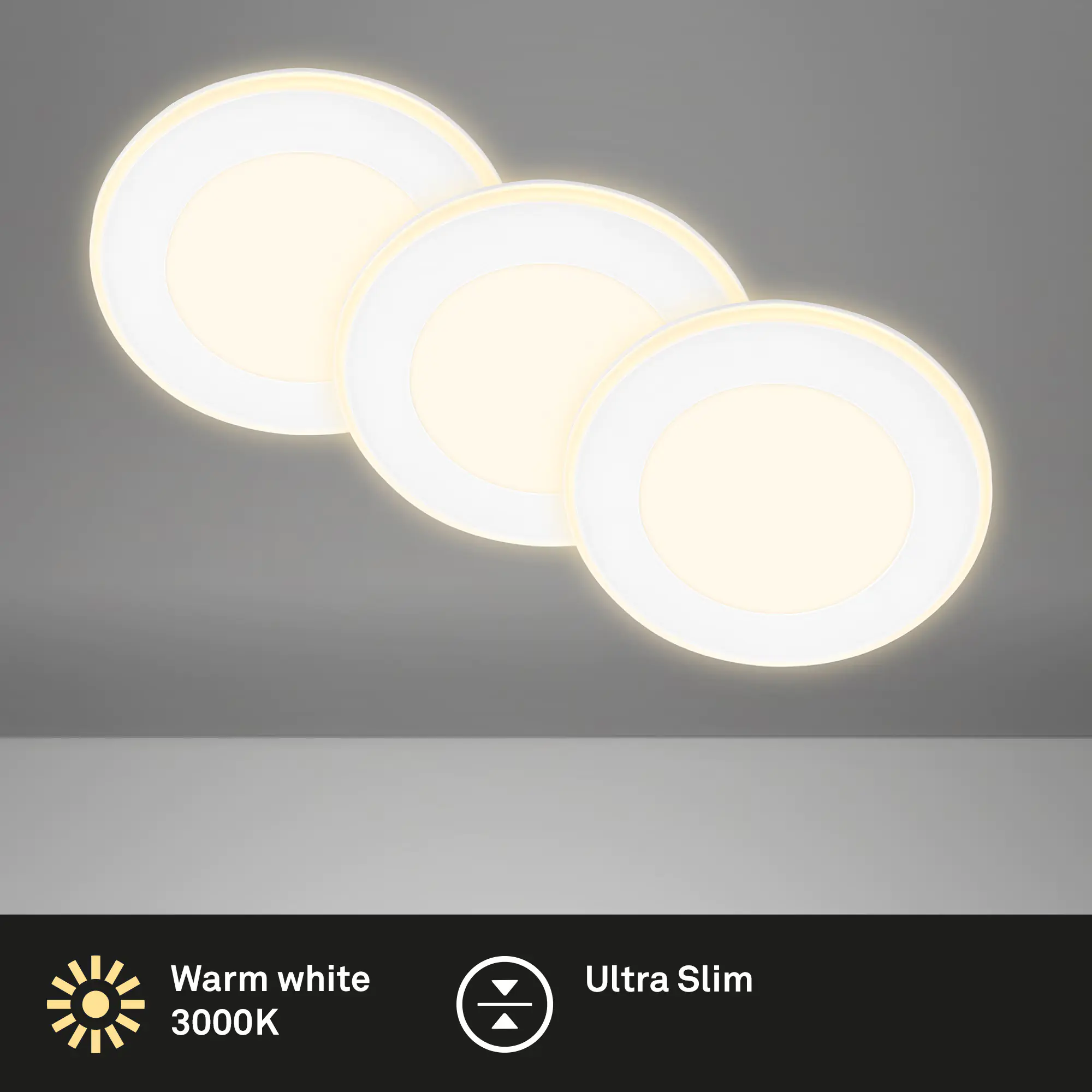 Briloner LED-Einbauleuchten 3er Set Mini 4,9W ,425lm  weiß Nachtlichtring
