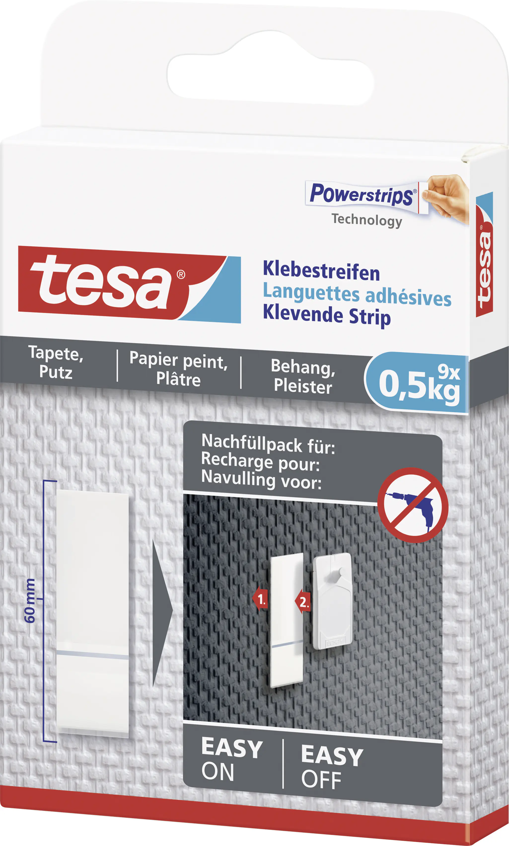 tesa Klebestreifen Traglast 500 g, 9 Stück
