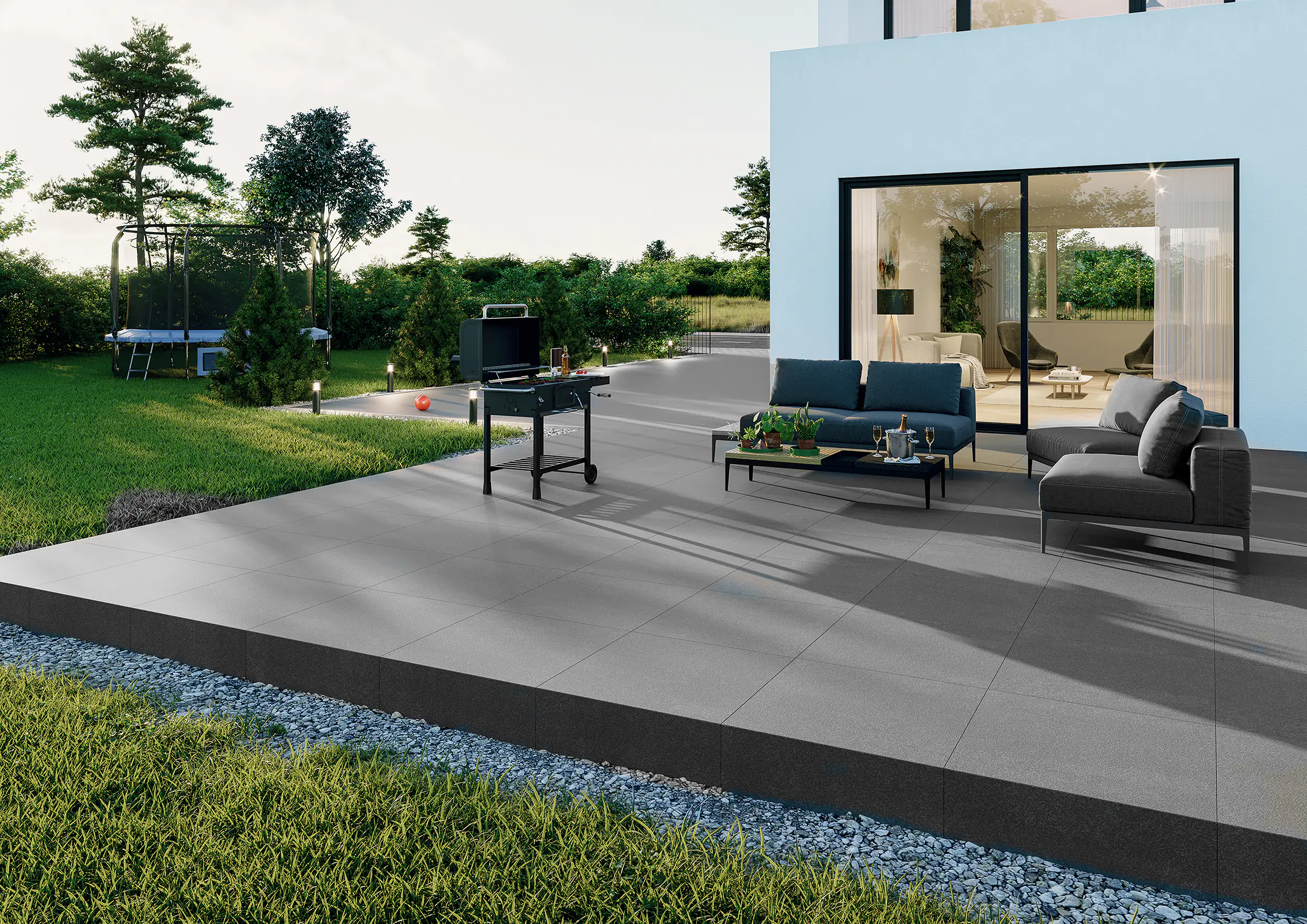 Terrassenplatte Feinsteinzeug Basalt Stone 60 x 60 x 3 cm grau