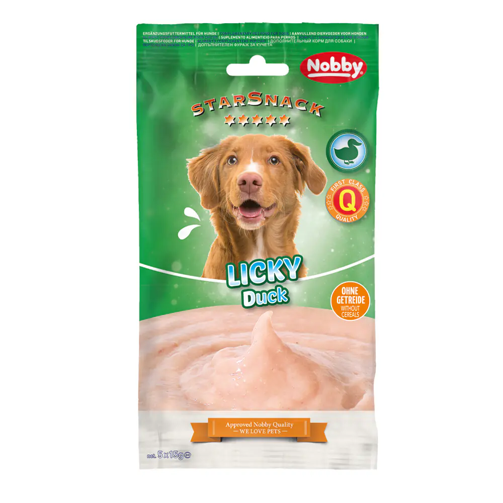 Nobby Hundesnack Adult Schleckcreme getreidefrei StarSnack 5 x 15 g Licky Duck