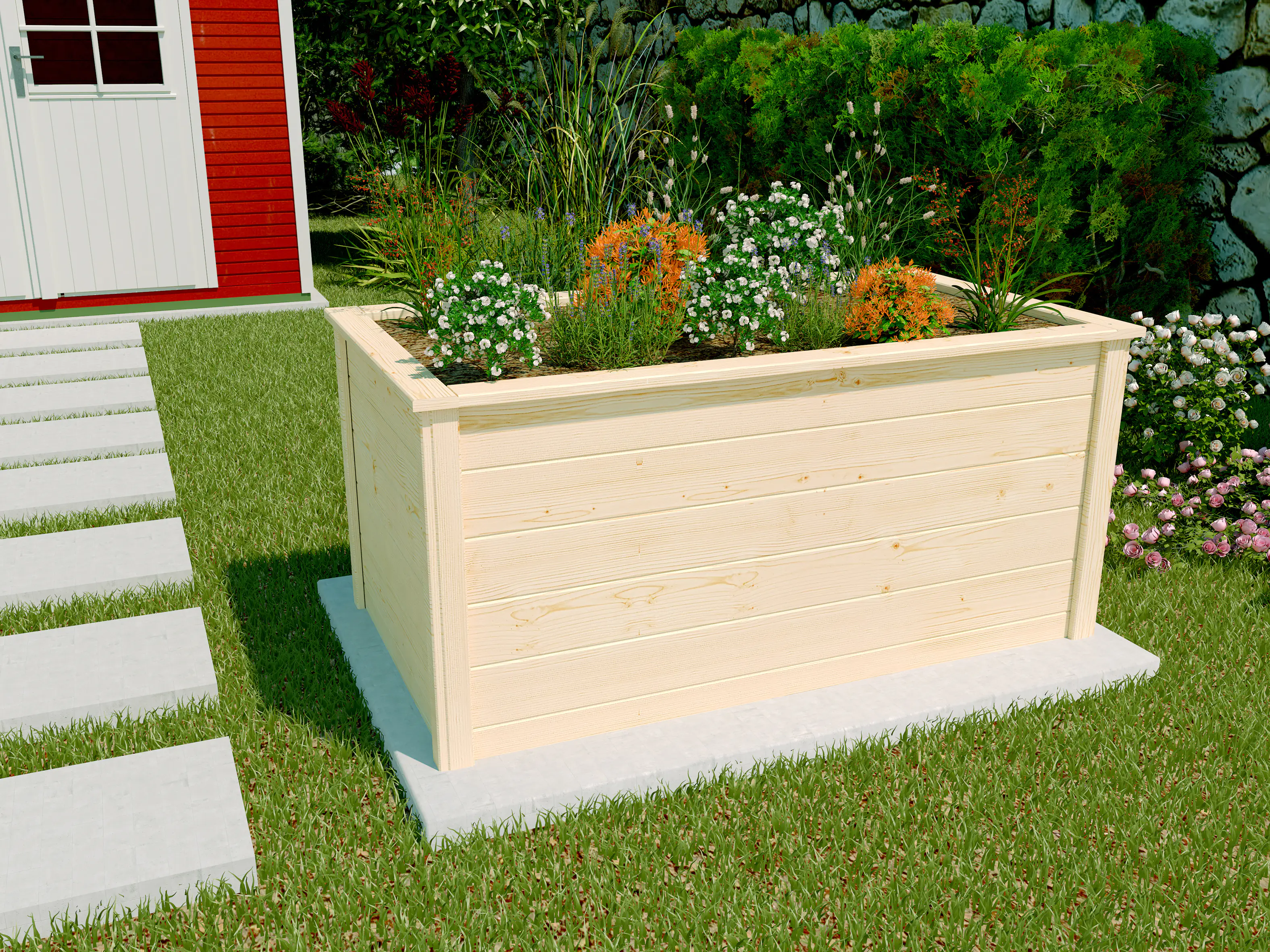 Weka Hochbeet 133 x 72 x 70 cm natur mit Schutzfolie