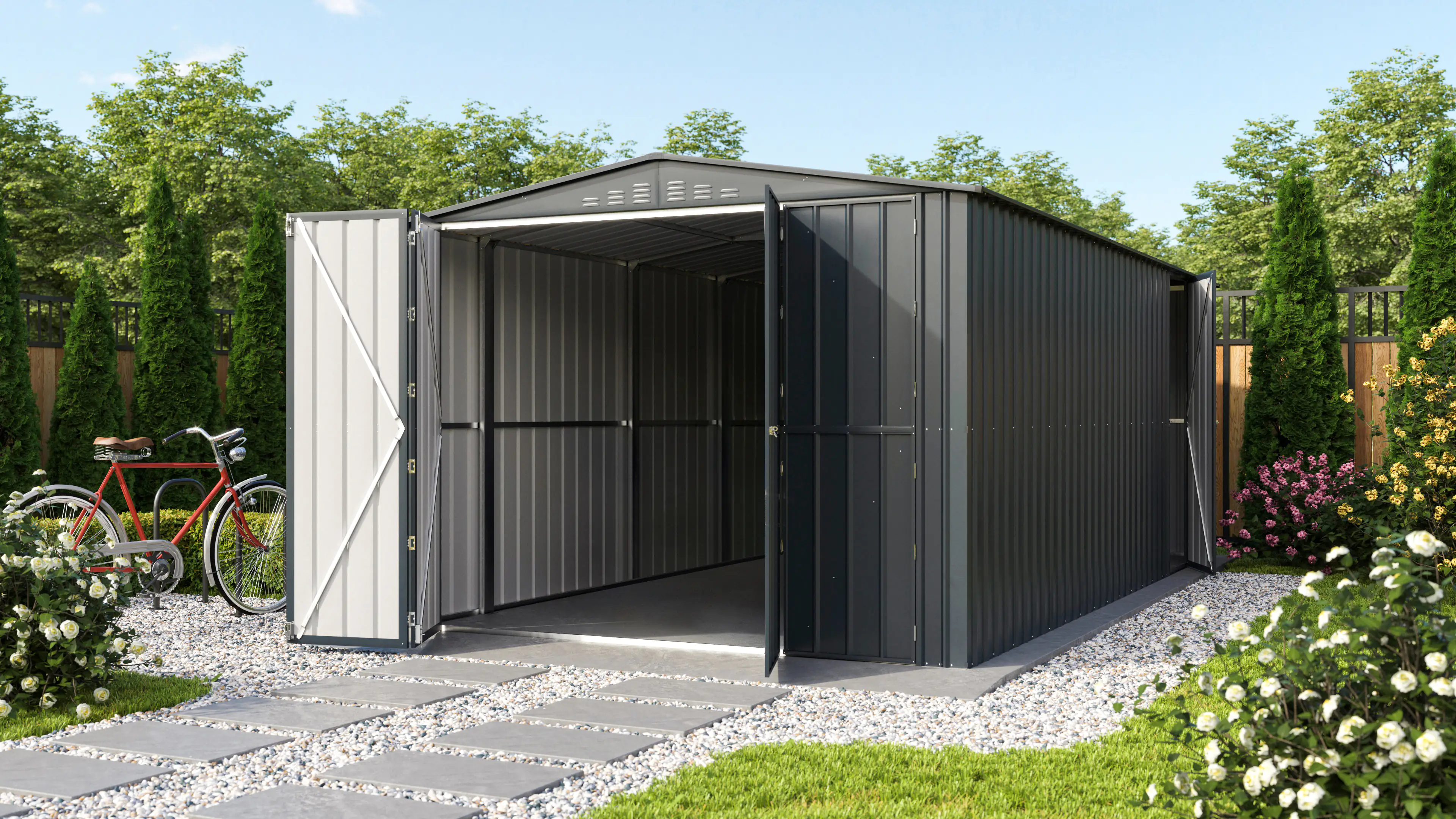 Globel Metallgerätehaus Parker MGR 1015 308 x 464 x 225 cm anthrazit