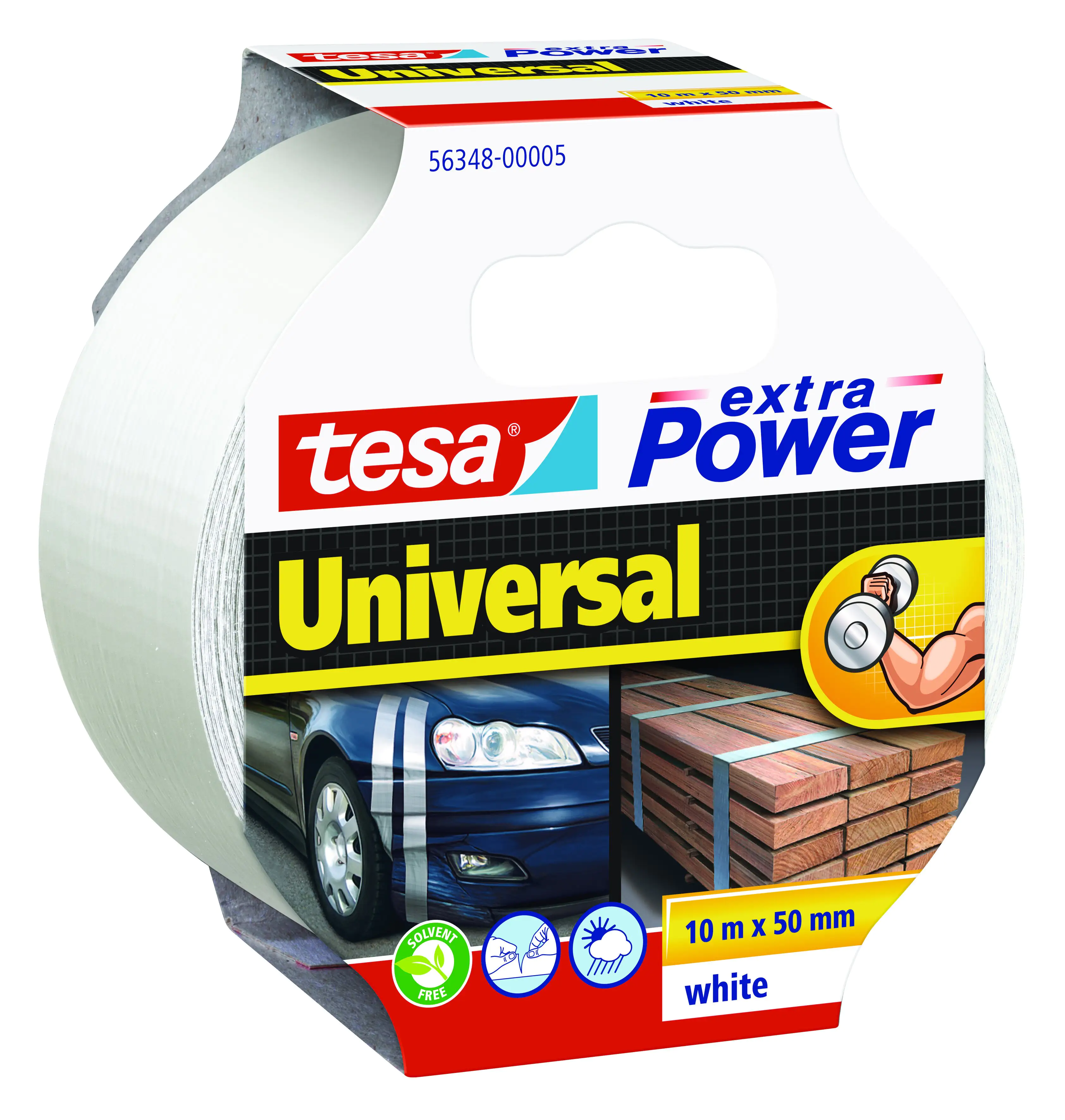 tesa Klebeband extra Power Universal 10 m x 50 mm, weiß